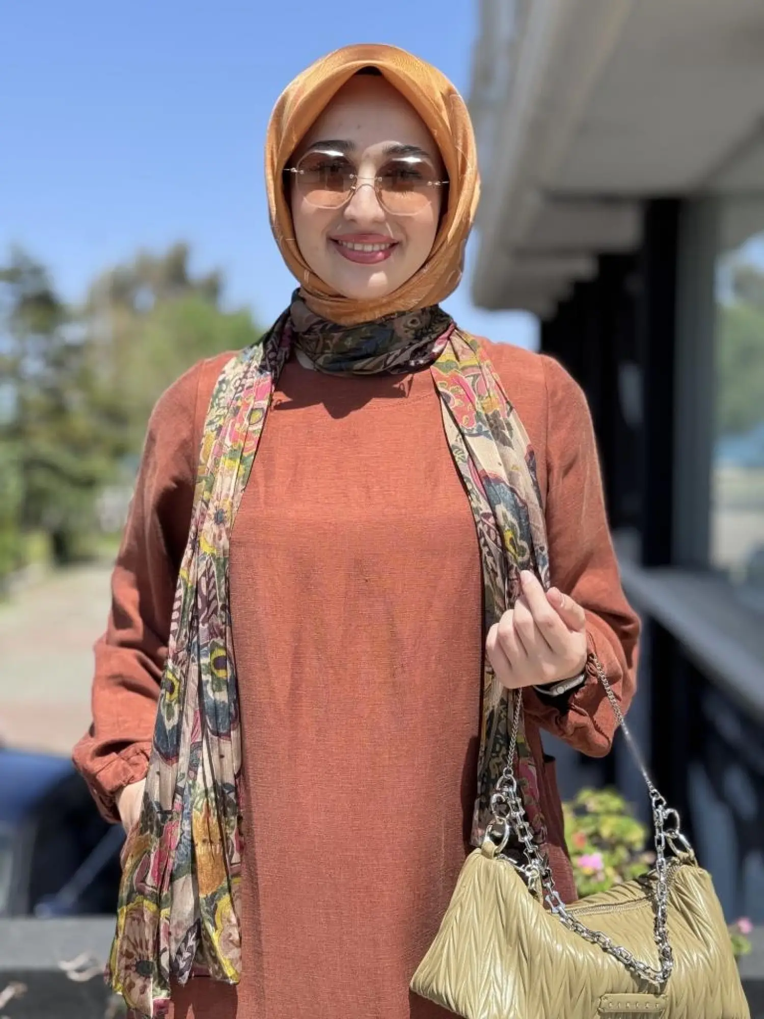 Misswhence Fular Ve Cep Detaylı  Büyük Beden Keten Elbise V3135