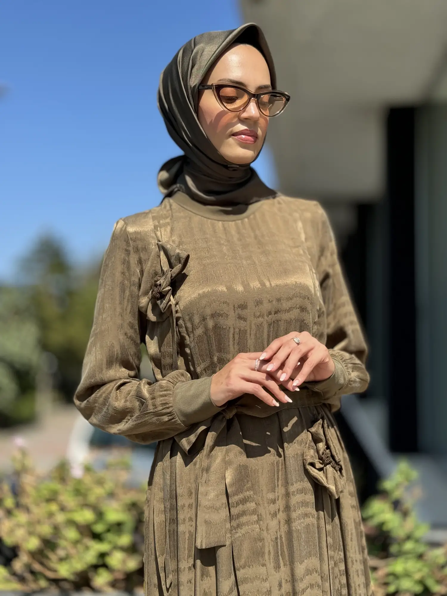 Misswhence Gül Detaylı İpek Elbise 36800