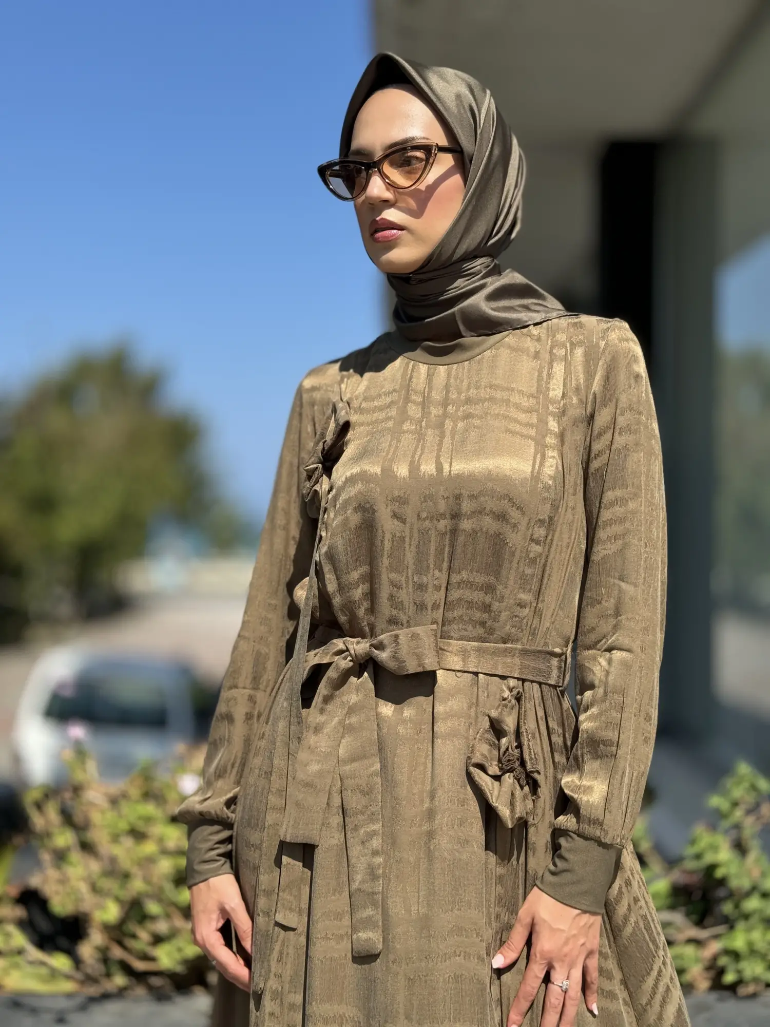 Misswhence Gül Detaylı İpek Elbise 36800