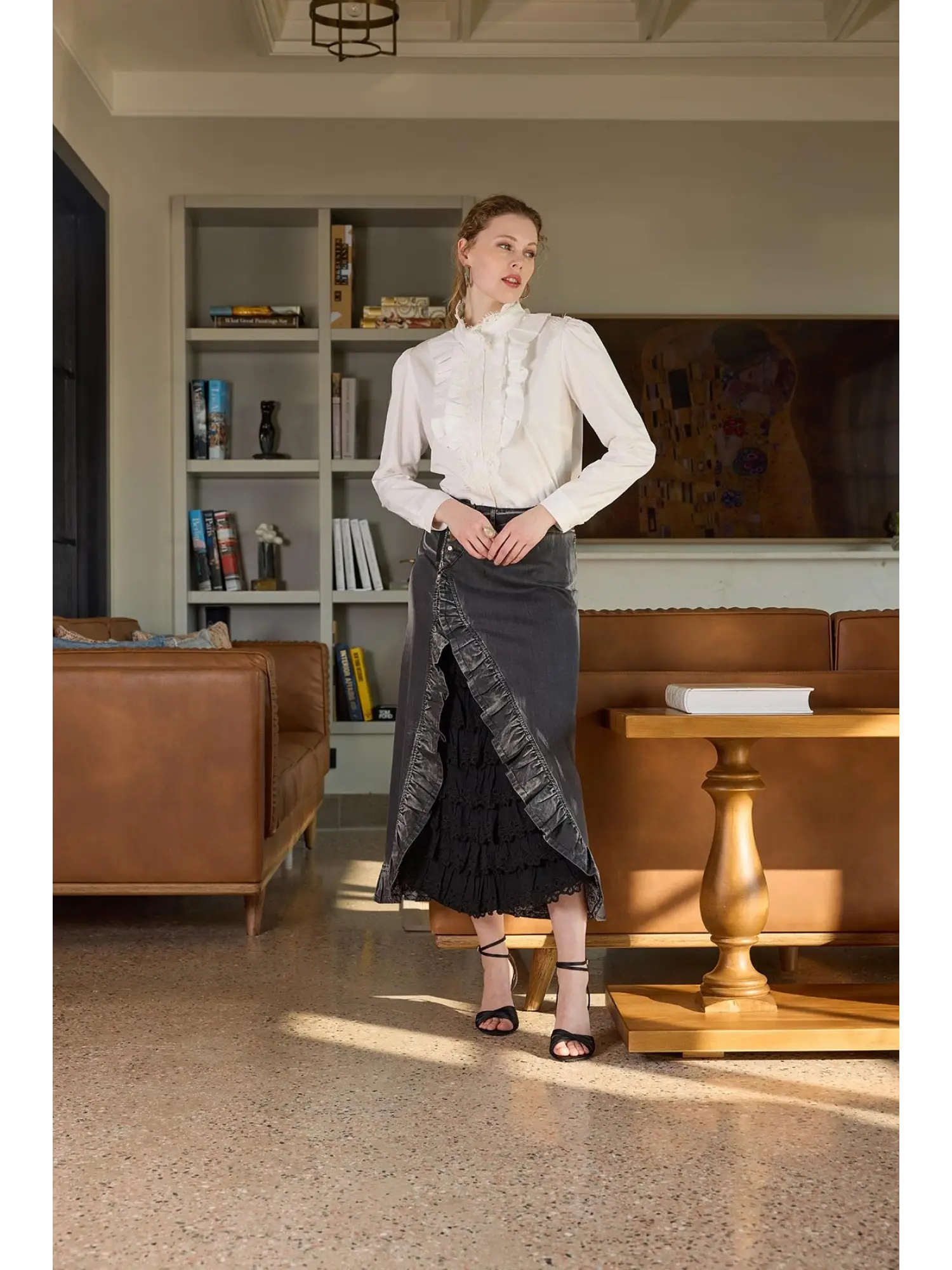 Misswhence Güpür Detaylı Fermuarlı Kot Etek 35900