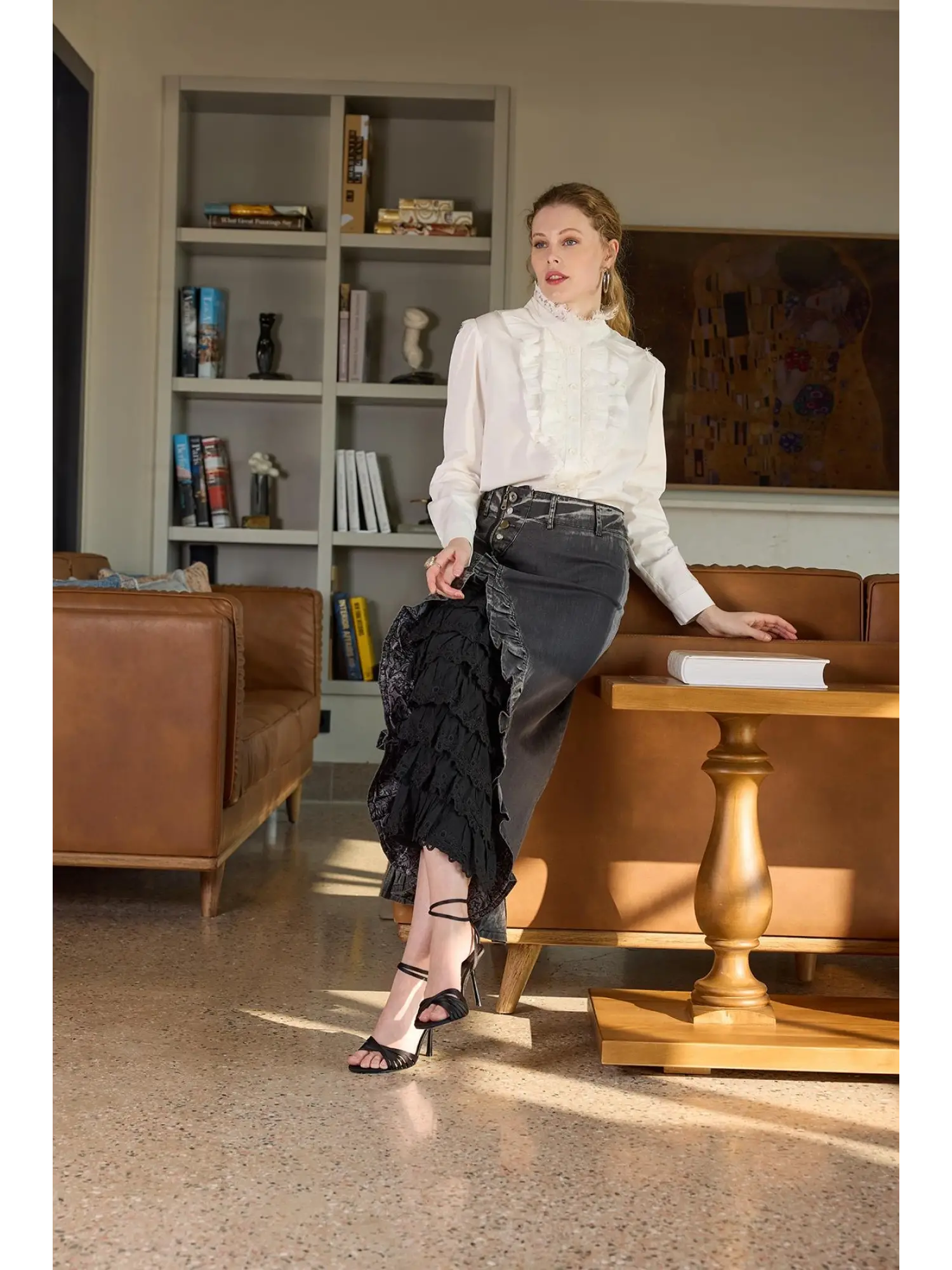 Misswhence Güpür Detaylı Fermuarlı Kot Etek 35900