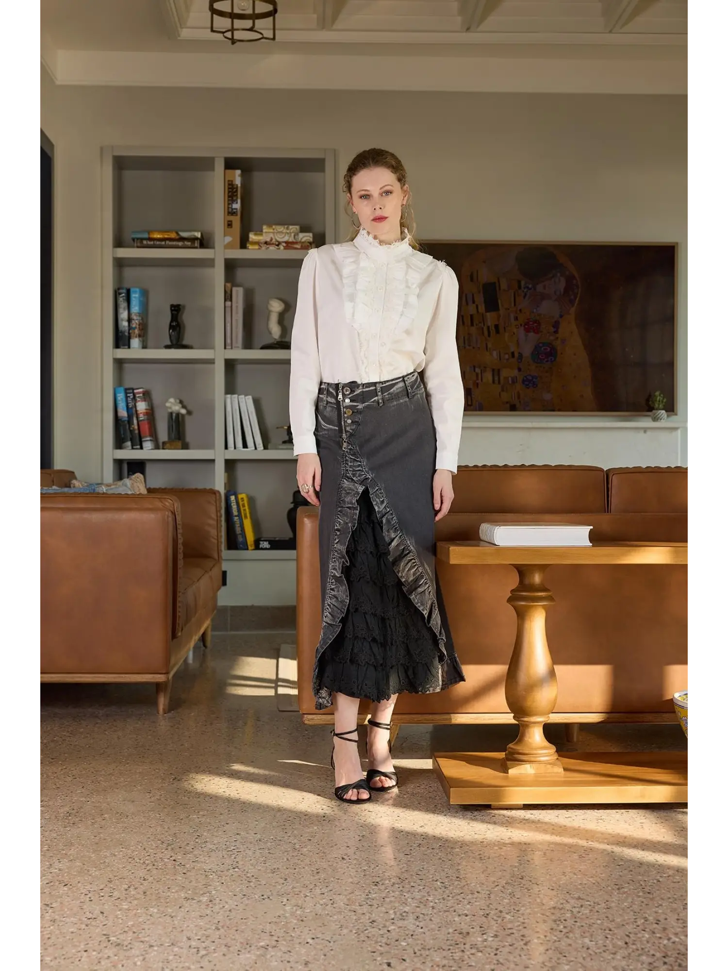 Misswhence Güpür Detaylı Fermuarlı Kot Etek 35900