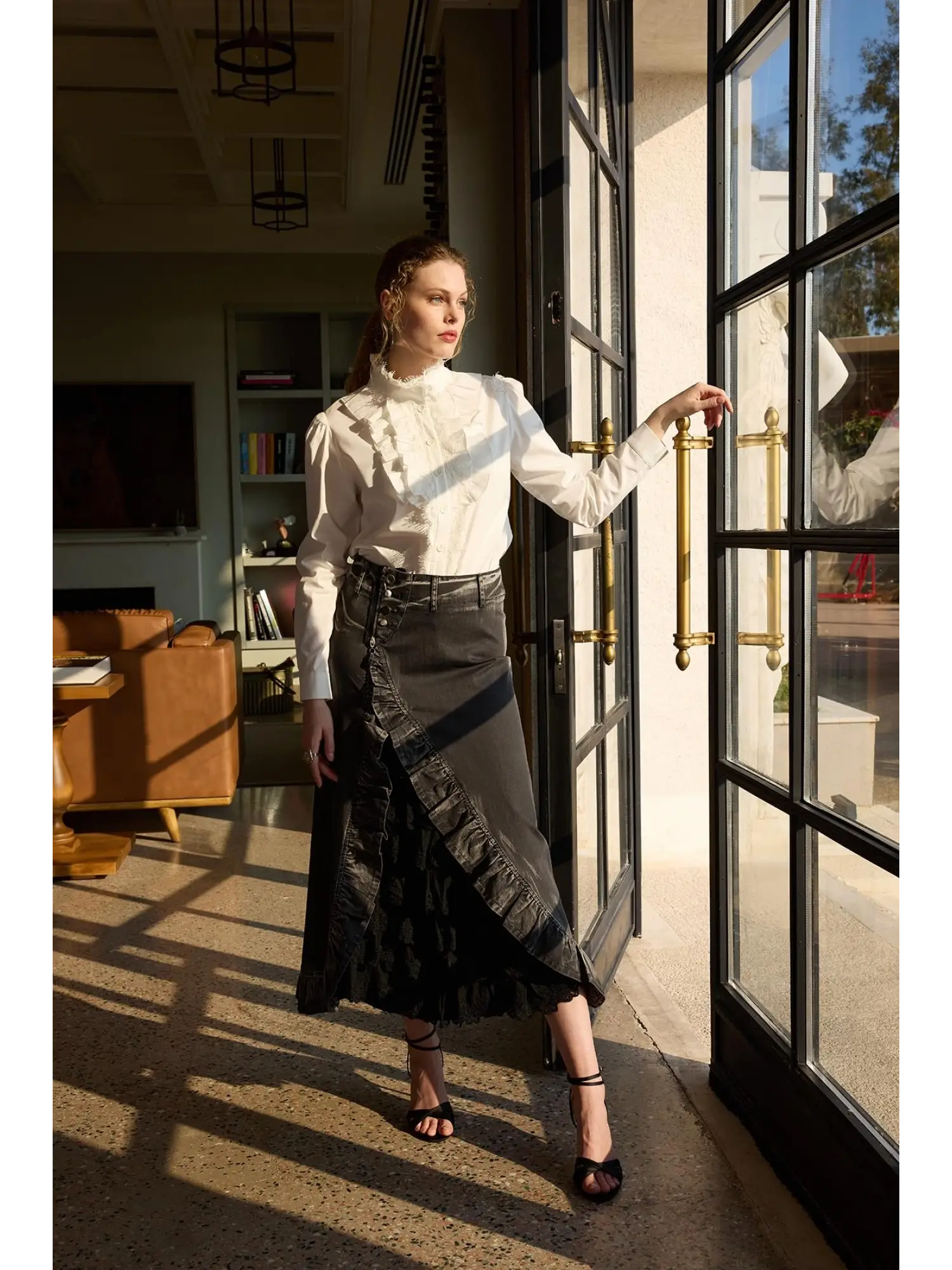 Misswhence Güpür Detaylı Fermuarlı Kot Etek 35900