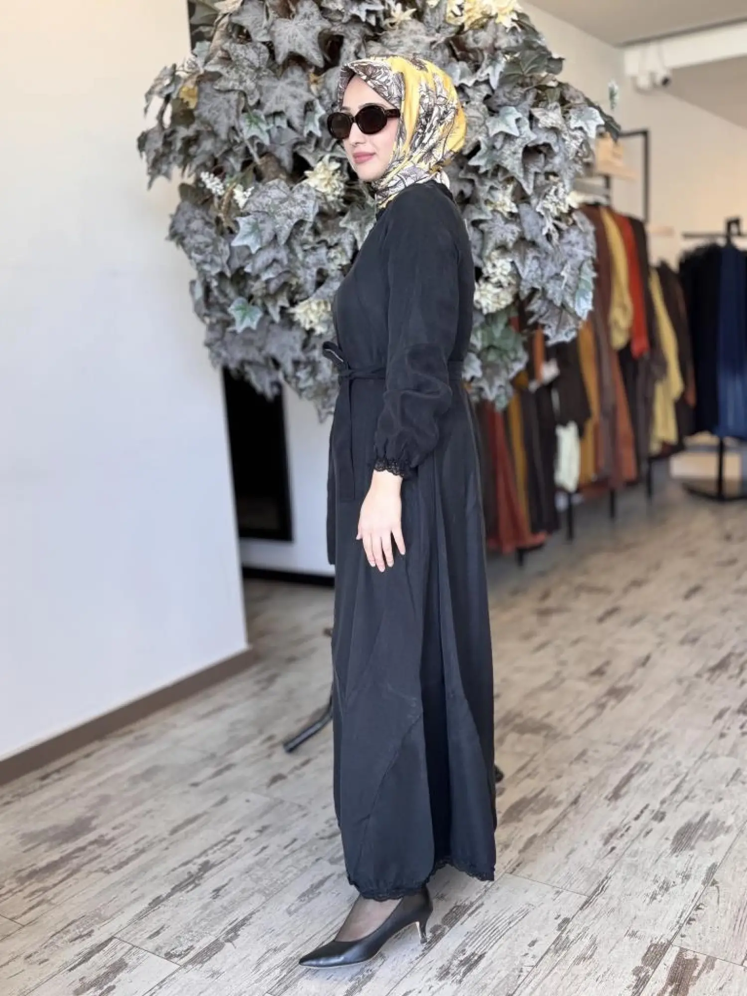 Misswhence Güpür Detaylı İpek Keten Elbise 37831