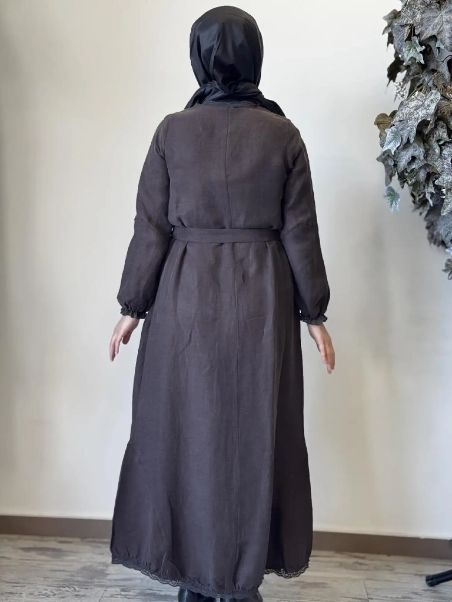 Misswhence Güpür Detaylı İpek Keten Elbise 37831