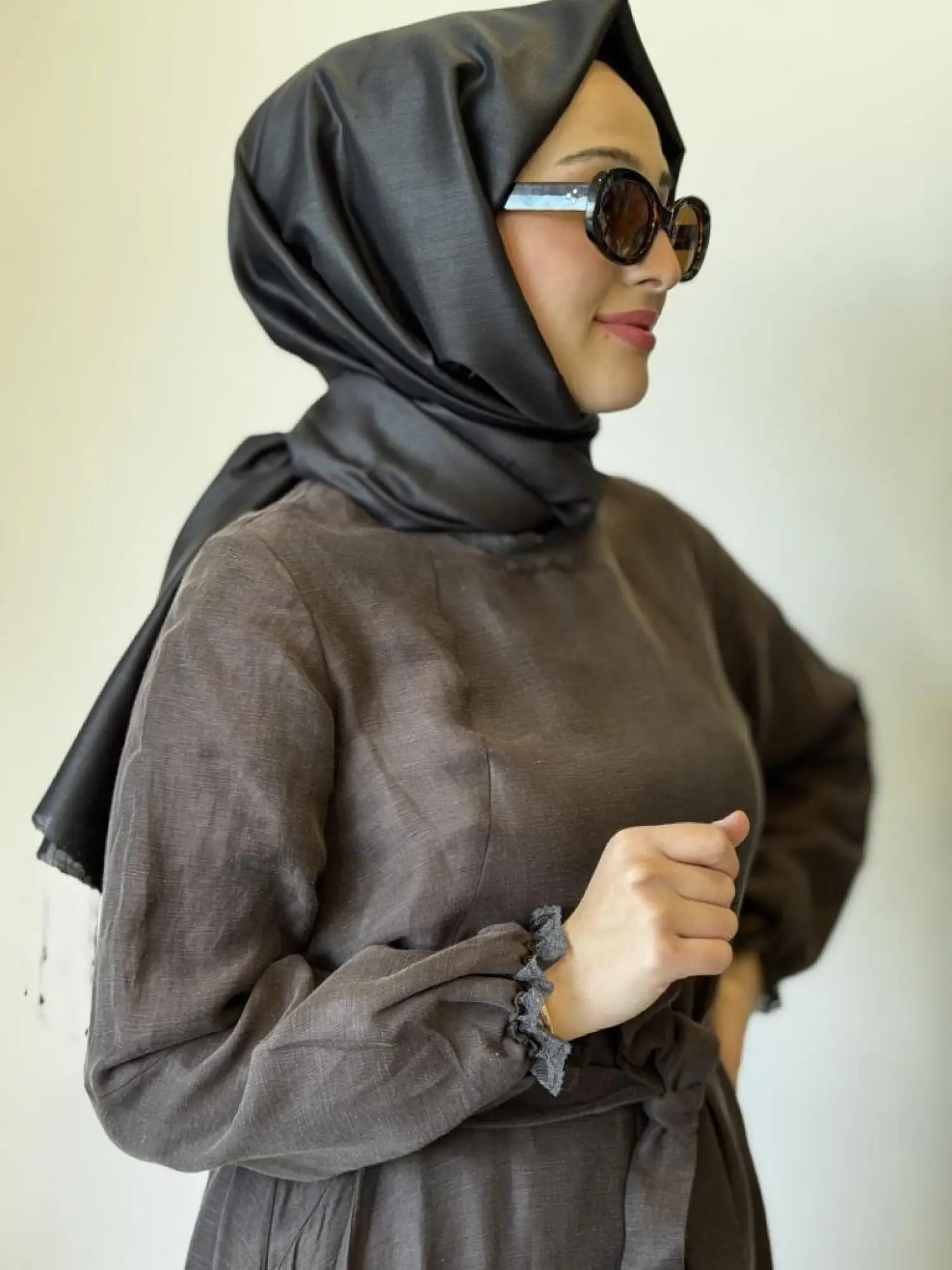 Misswhence Güpür Detaylı İpek Keten Elbise 37831