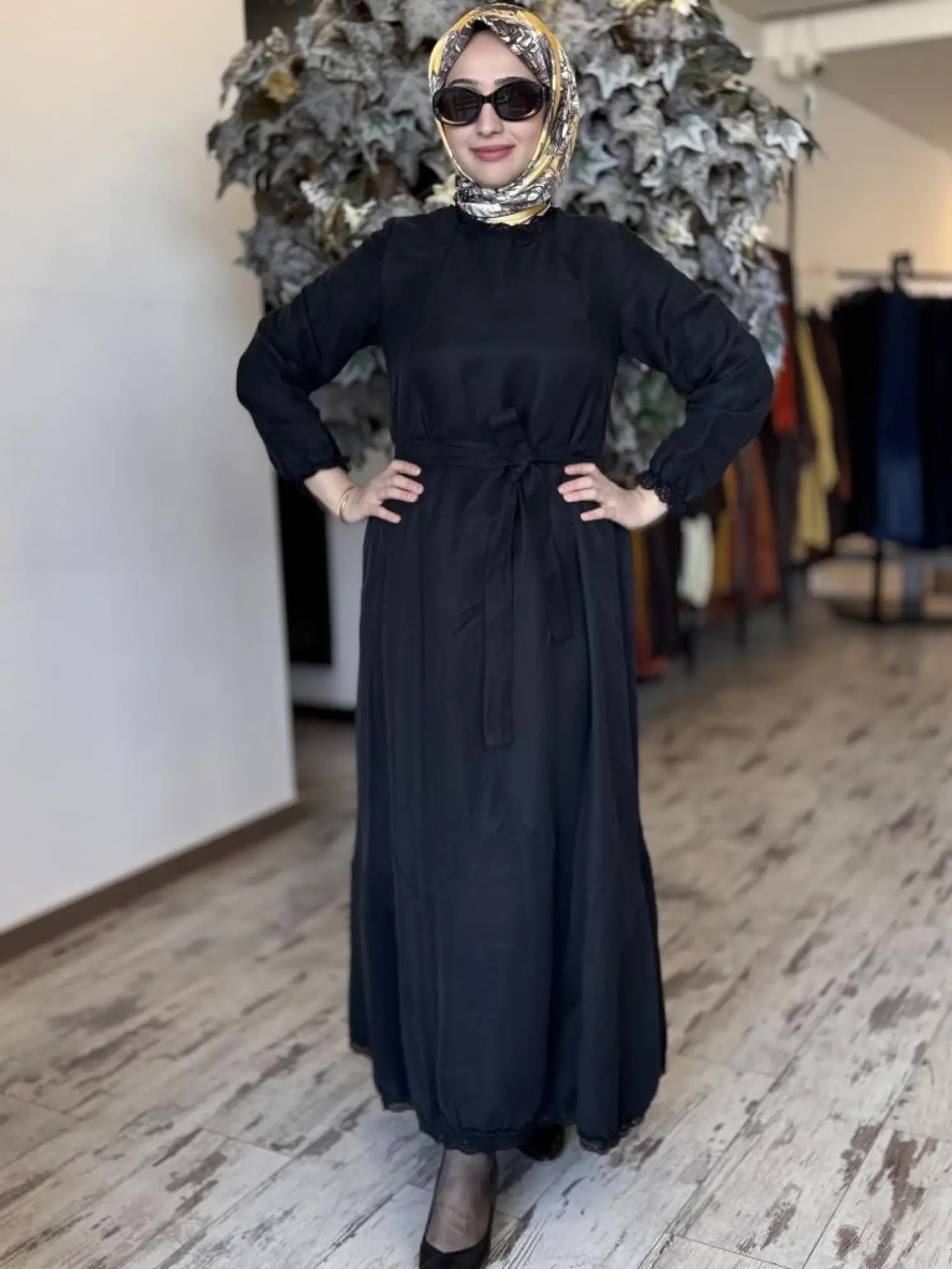 Misswhence Güpür Detaylı İpek Keten Elbise 37831