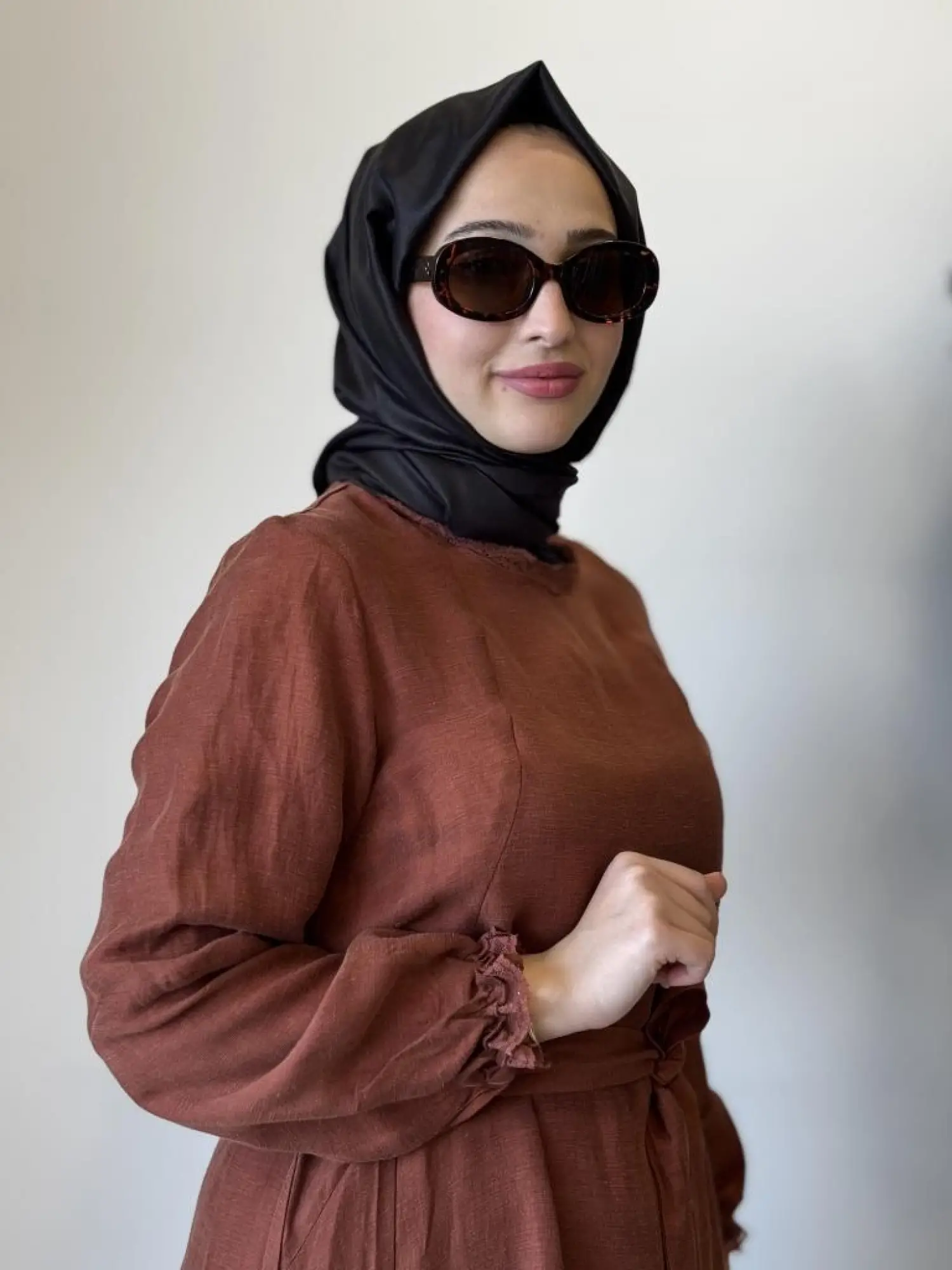 Misswhence Güpür Detaylı İpek Keten Elbise 37831