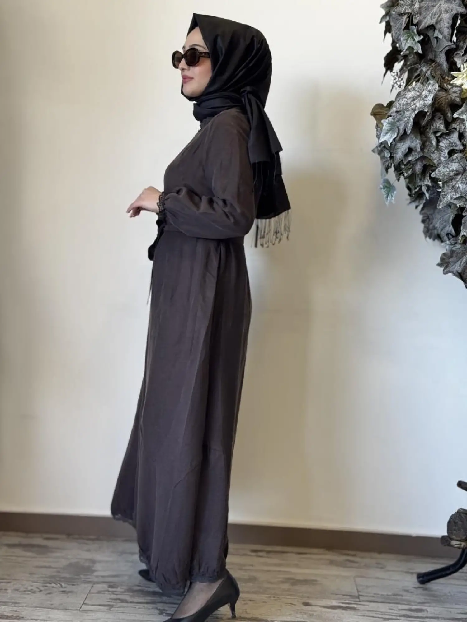 Misswhence Güpür Detaylı İpek Keten Elbise 37831