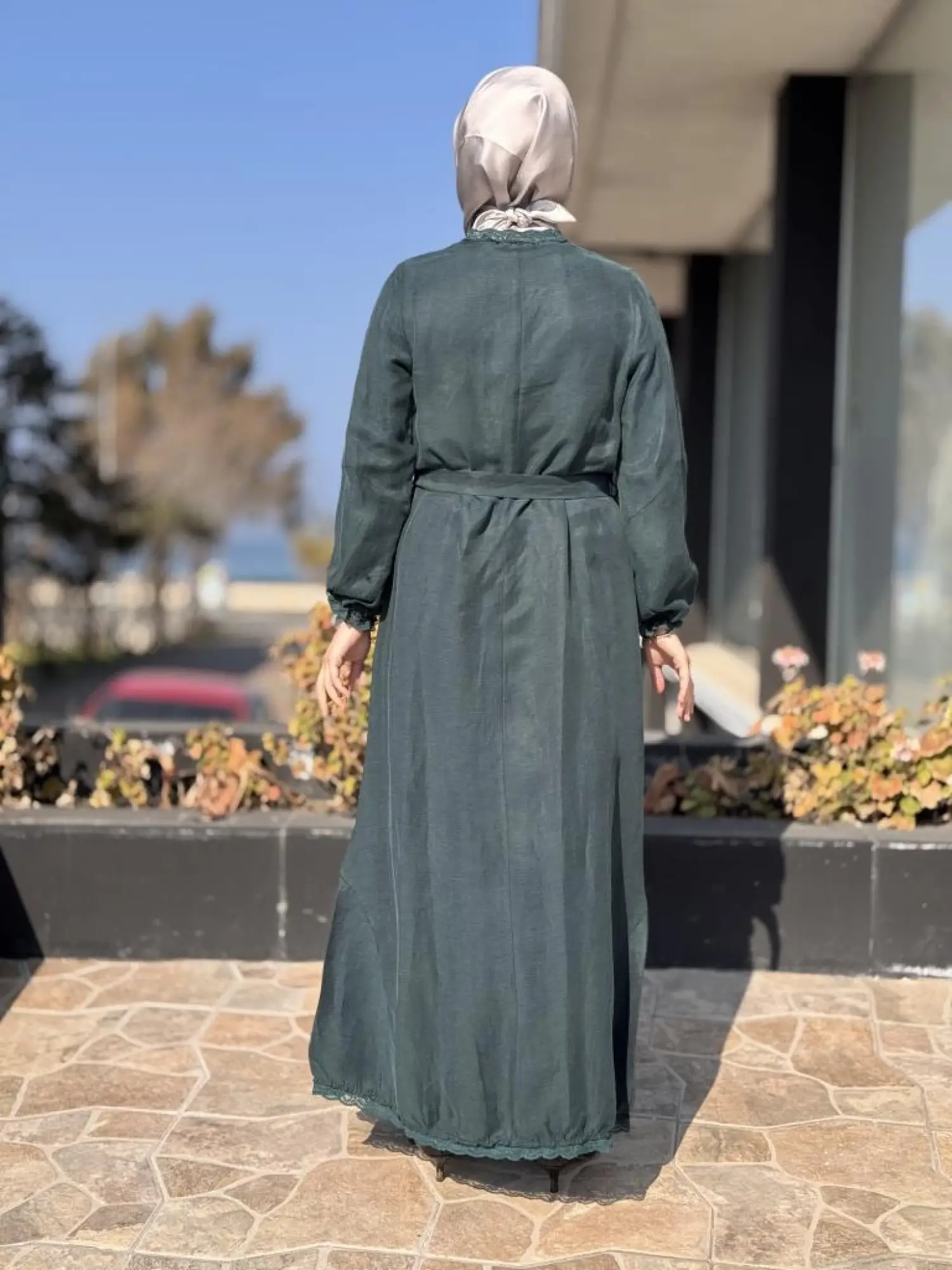 Misswhence Güpür Detaylı İpek Keten Elbise 37831