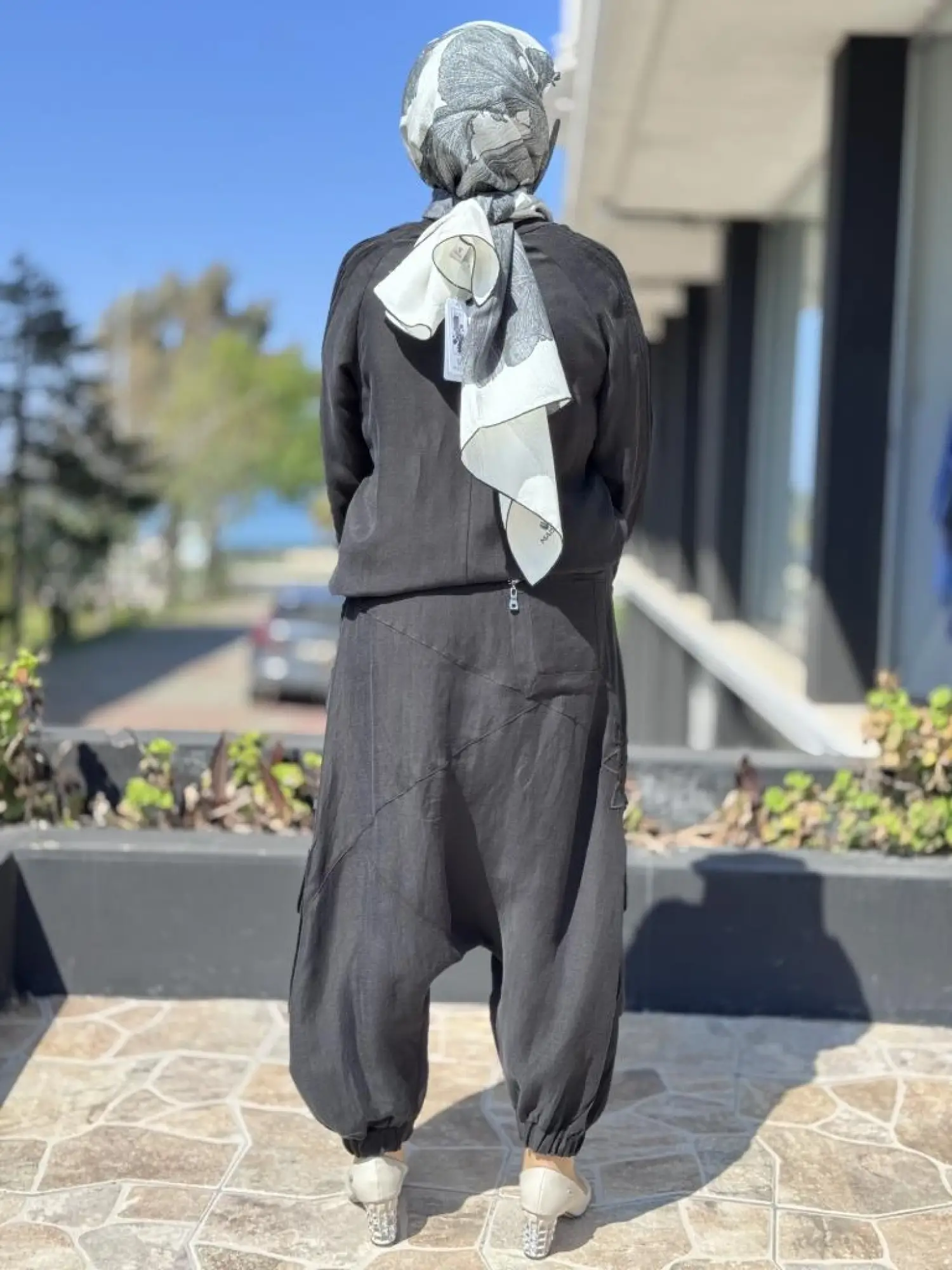 Misswhence İpek Keten Bluz Şalvar Etek Takım 37002