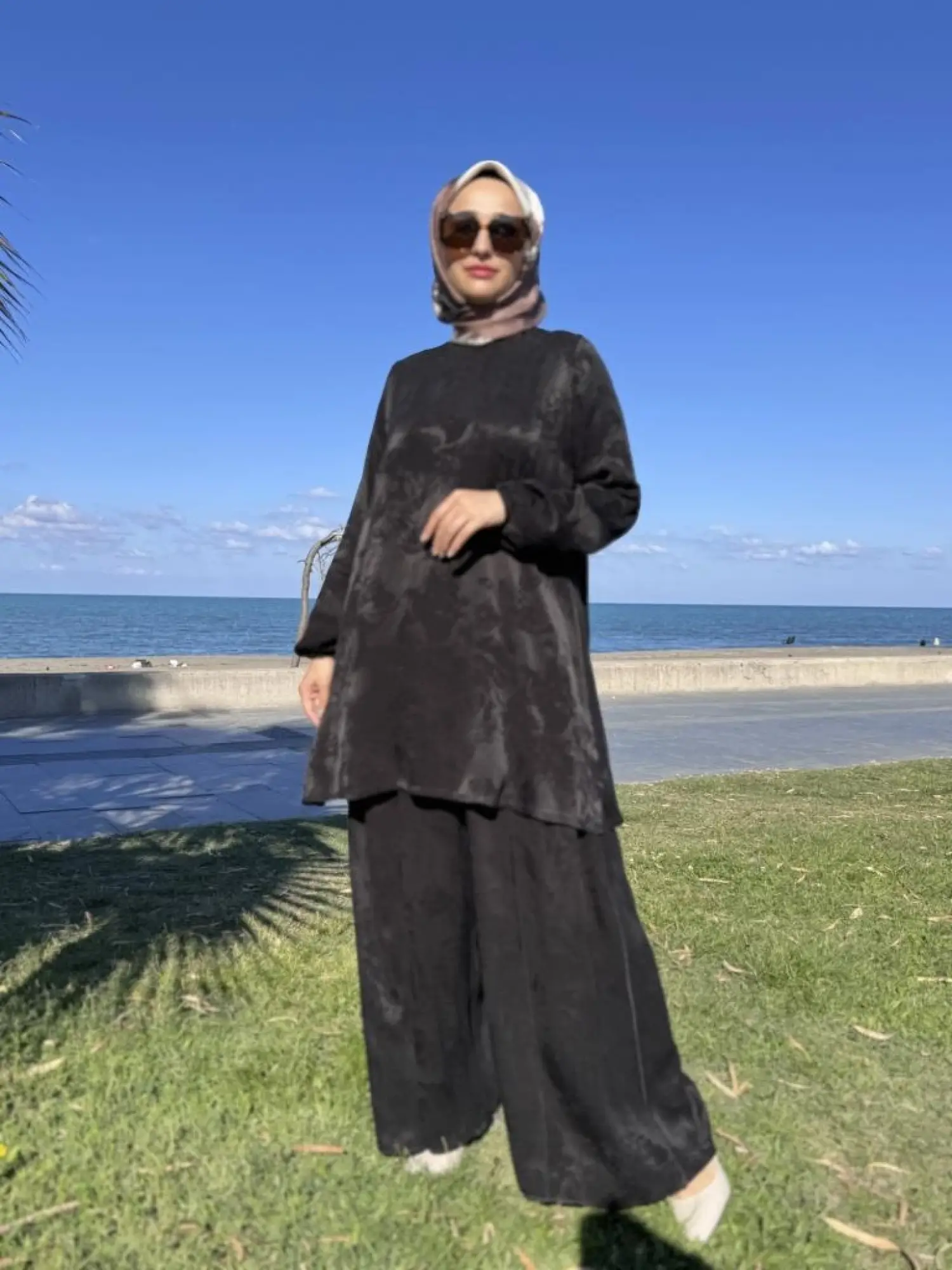 Misswhence Jakarlı Cupra İpek Tunik Pantolon Takım 38010