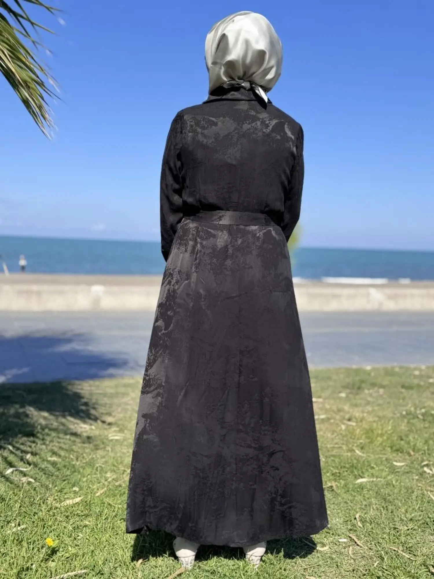 Misswhence Kadife Detaylı Jakarlı Cupra İpek Elbise 38801