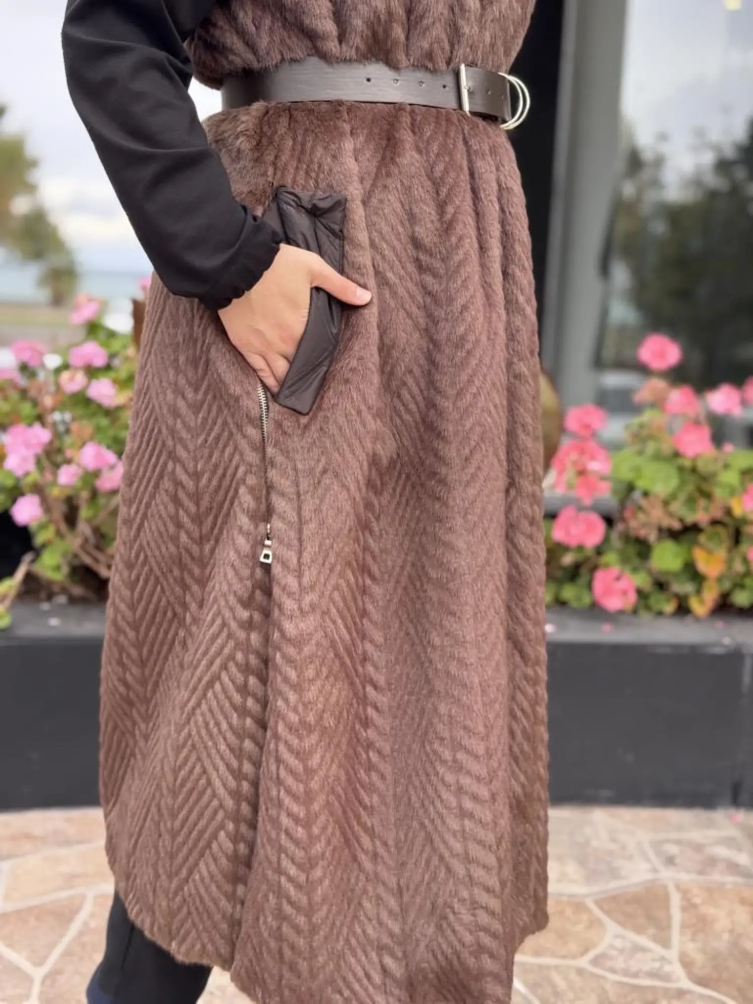 Misswhence Kapitone Detaylı Uzun Kürk Yelek 38700