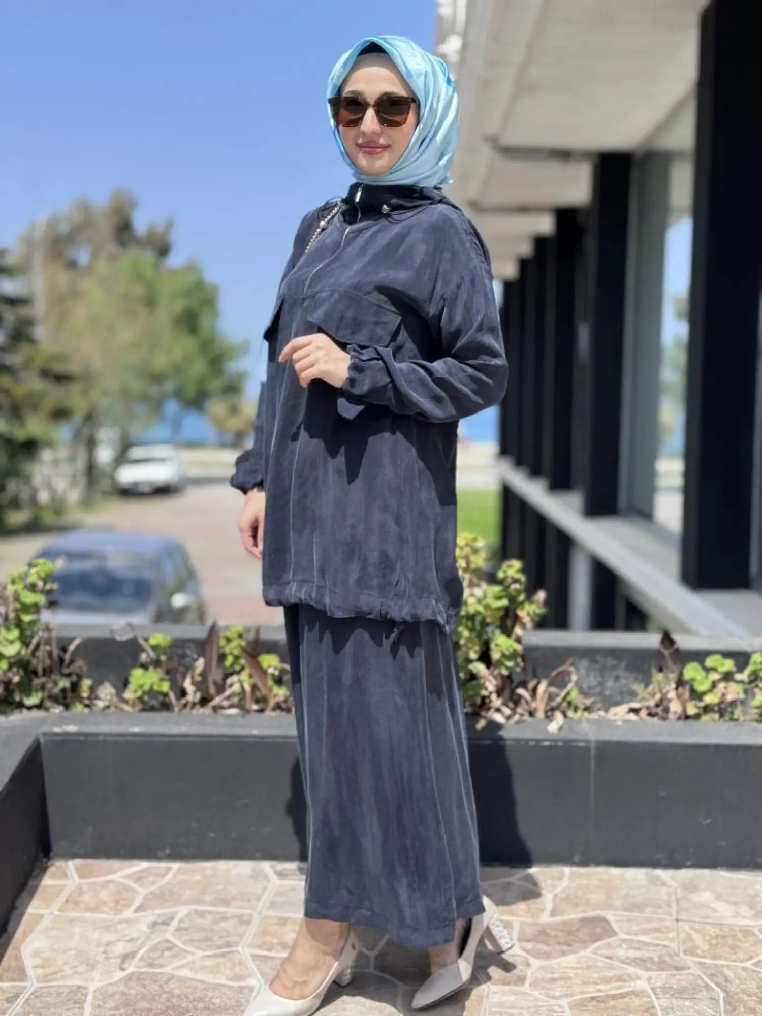 Misswhence Kapüşonlu Cep Detaylı Tunik Pantolon Takım 37007