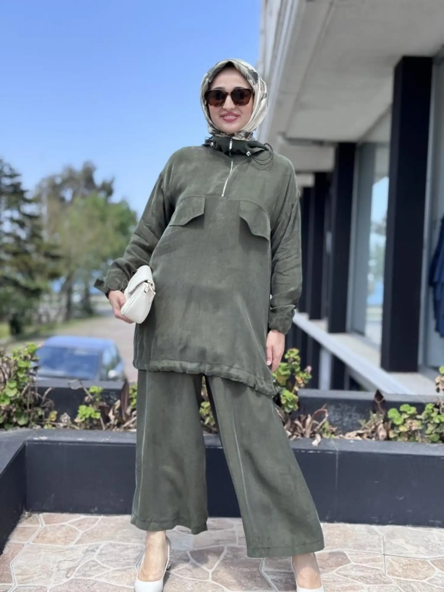 Misswhence Kapüşonlu Cep Detaylı Tunik Pantolon Takım 37007