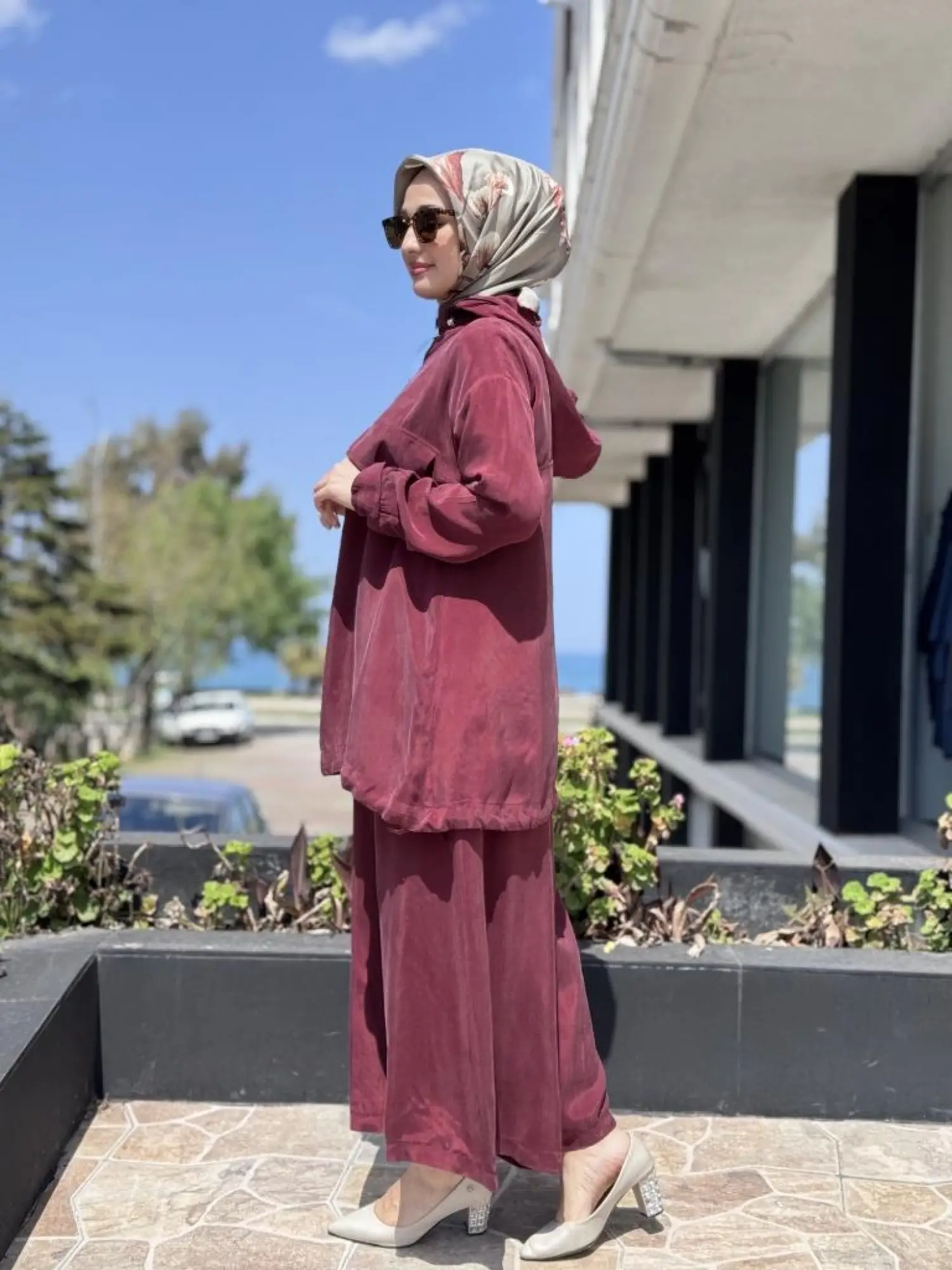 Misswhence Kapüşonlu Cep Detaylı Tunik Pantolon Takım 37007