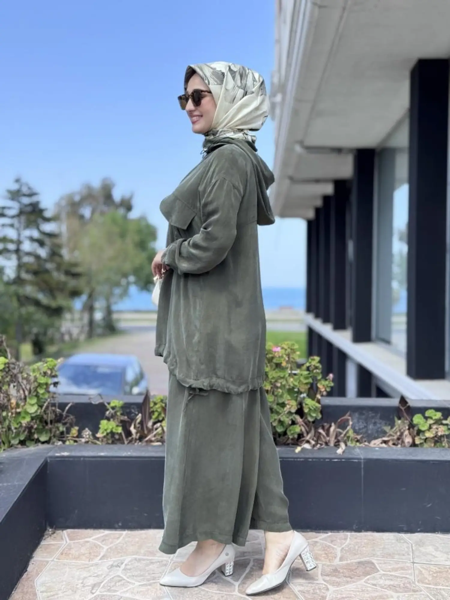 Misswhence Kapüşonlu Cep Detaylı Tunik Pantolon Takım 37007