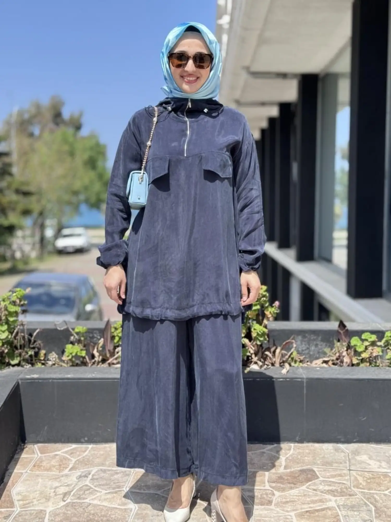 Misswhence Kapüşonlu Cep Detaylı Tunik Pantolon Takım 37007