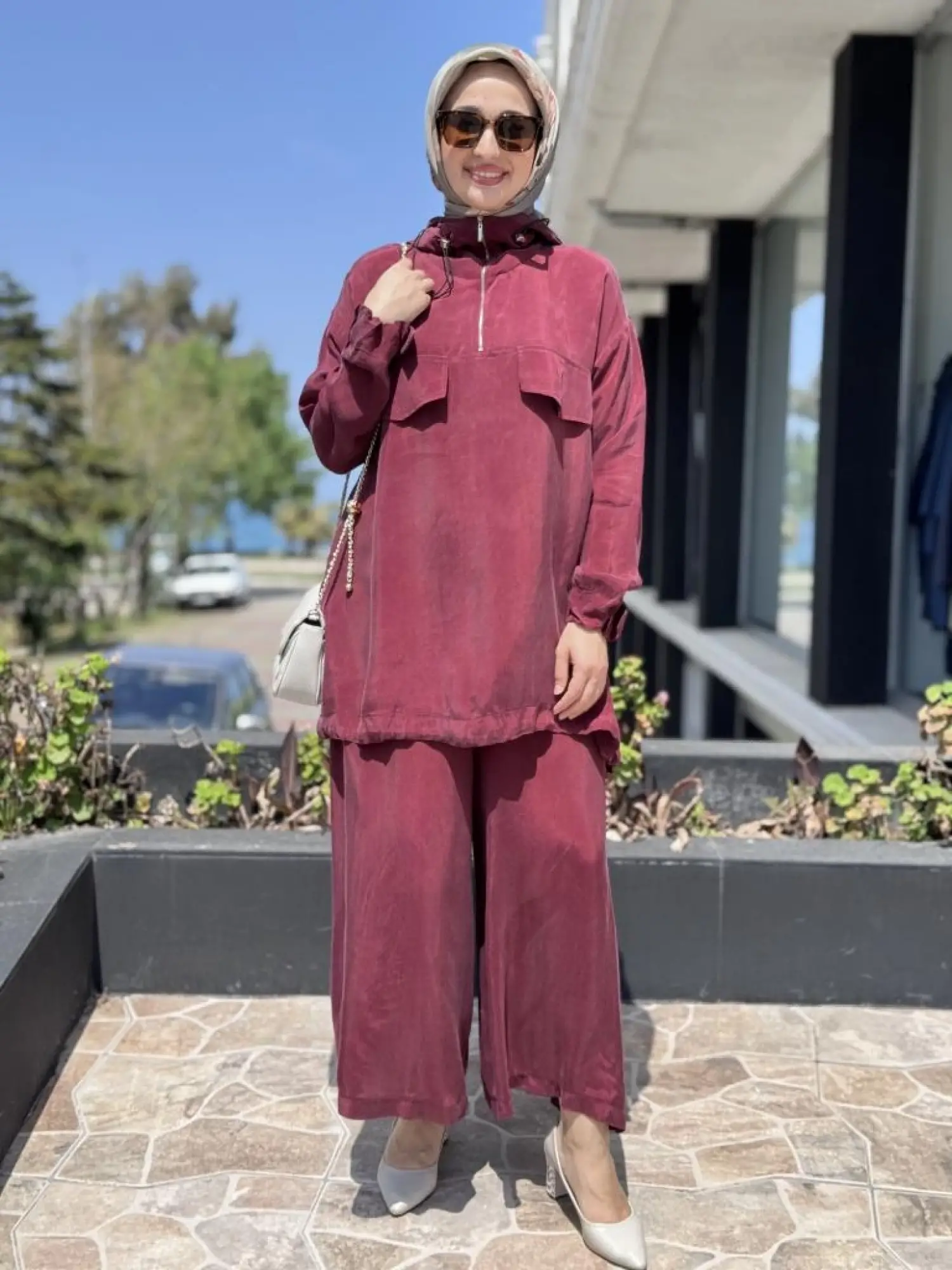 Misswhence Kapüşonlu Cep Detaylı Tunik Pantolon Takım 37007