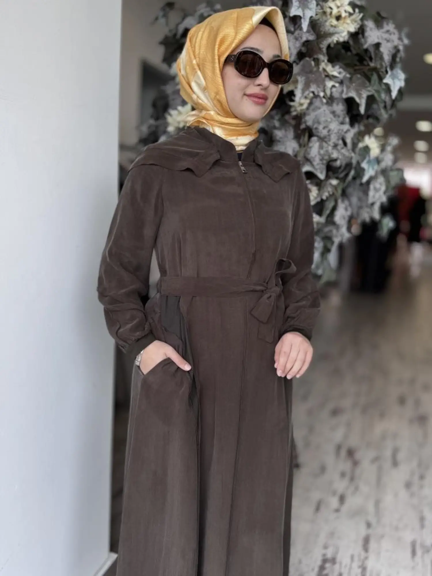 Misswhence Kapüşonlu Cupra İpek Elbise 37811