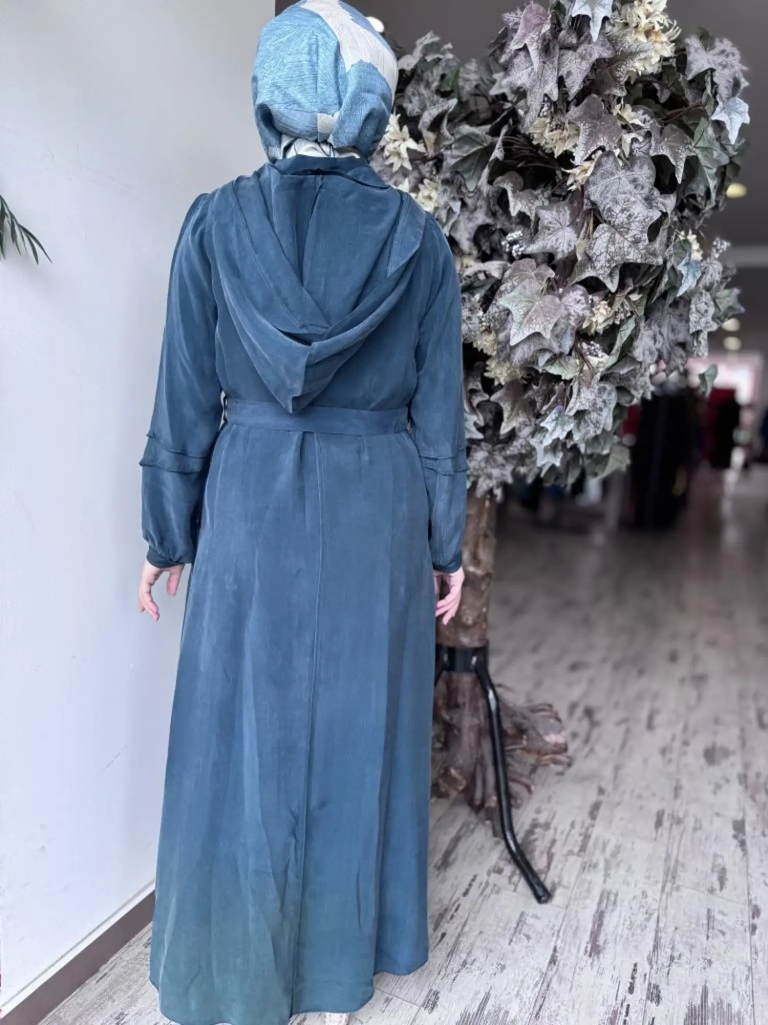 Misswhence Kapüşonlu Cupra İpek Elbise 37811