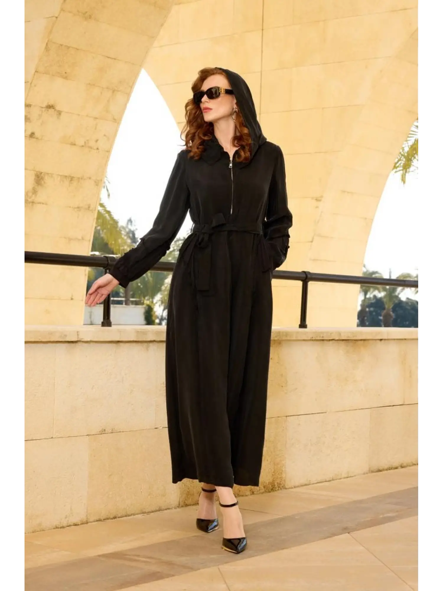 Misswhence Kapüşonlu Cupra İpek Elbise 37811