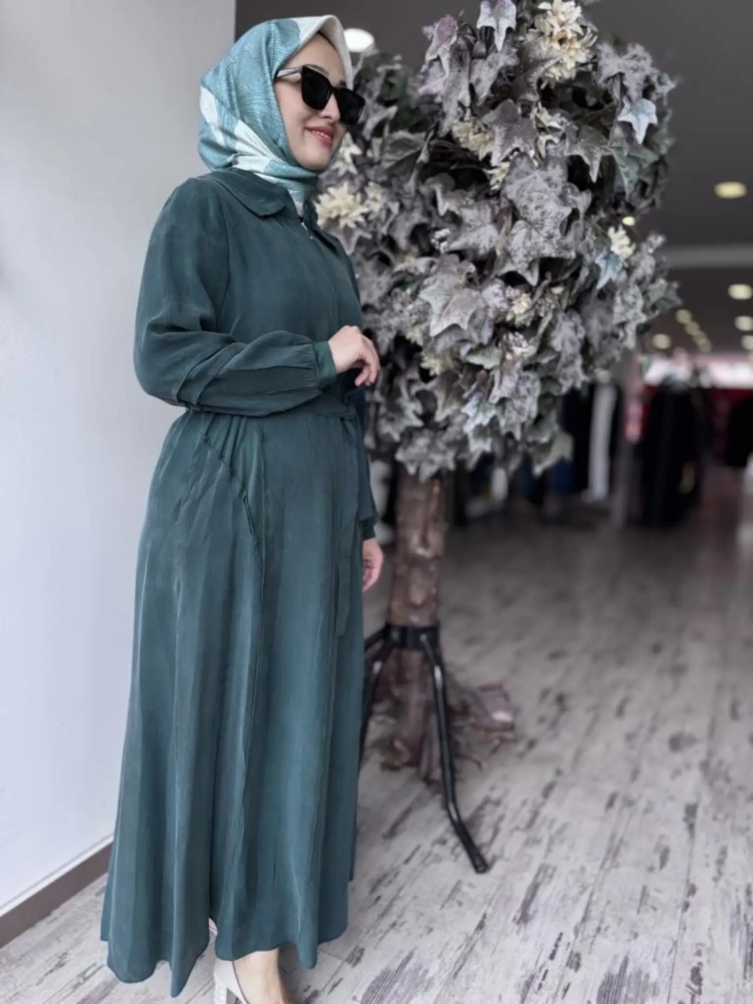 Misswhence Kapüşonlu Cupra İpek Elbise 37811