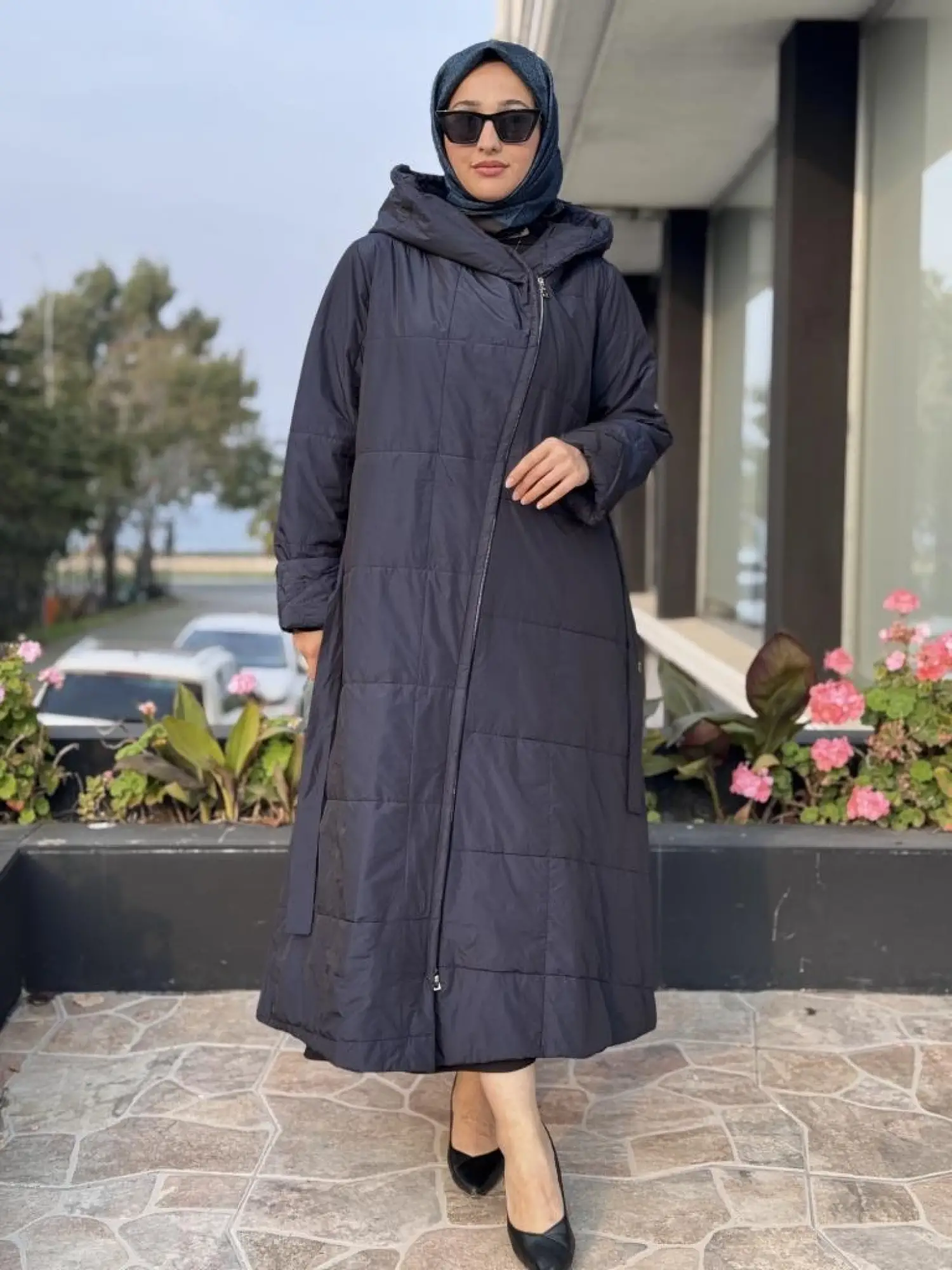 Misswhence Kapüşonlu Fermuarlı Kapitone Pardesü 38513