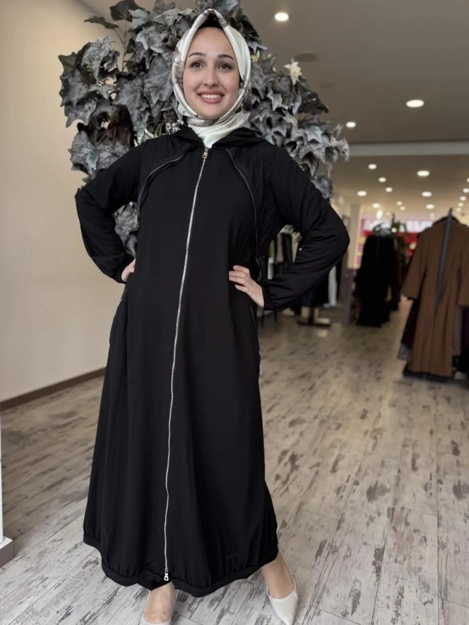 Misswhence Kapüşonlu Fermuarlı Penye Pardesü 37525