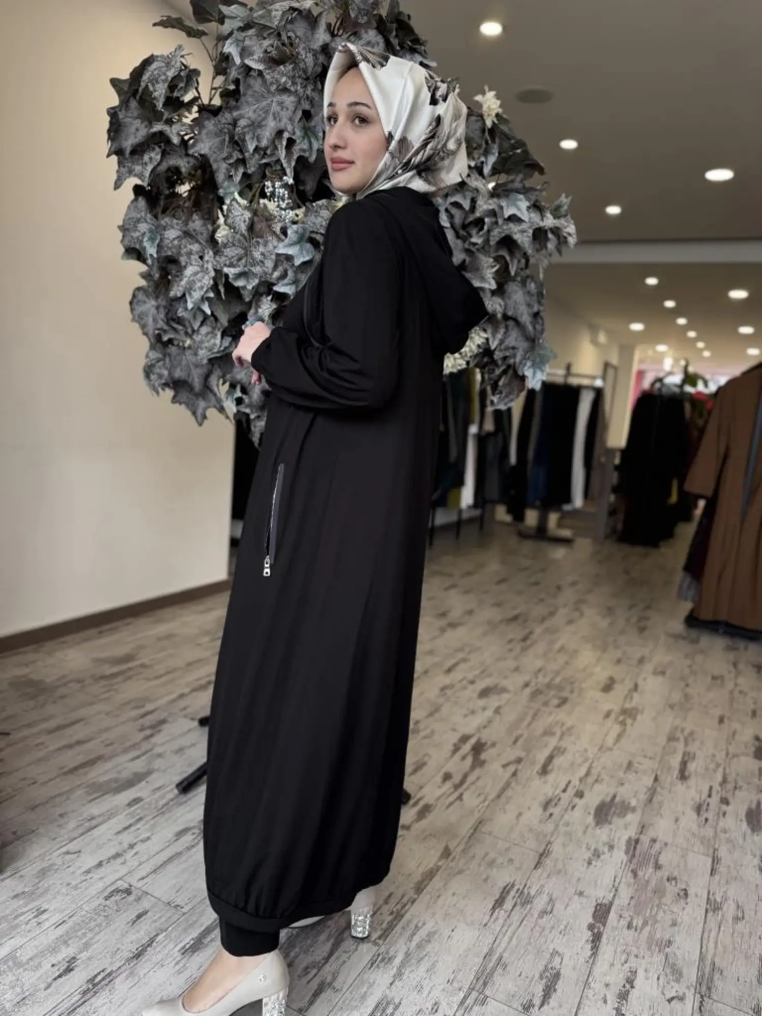 Misswhence Kapüşonlu Fermuarlı Penye Pardesü 37525