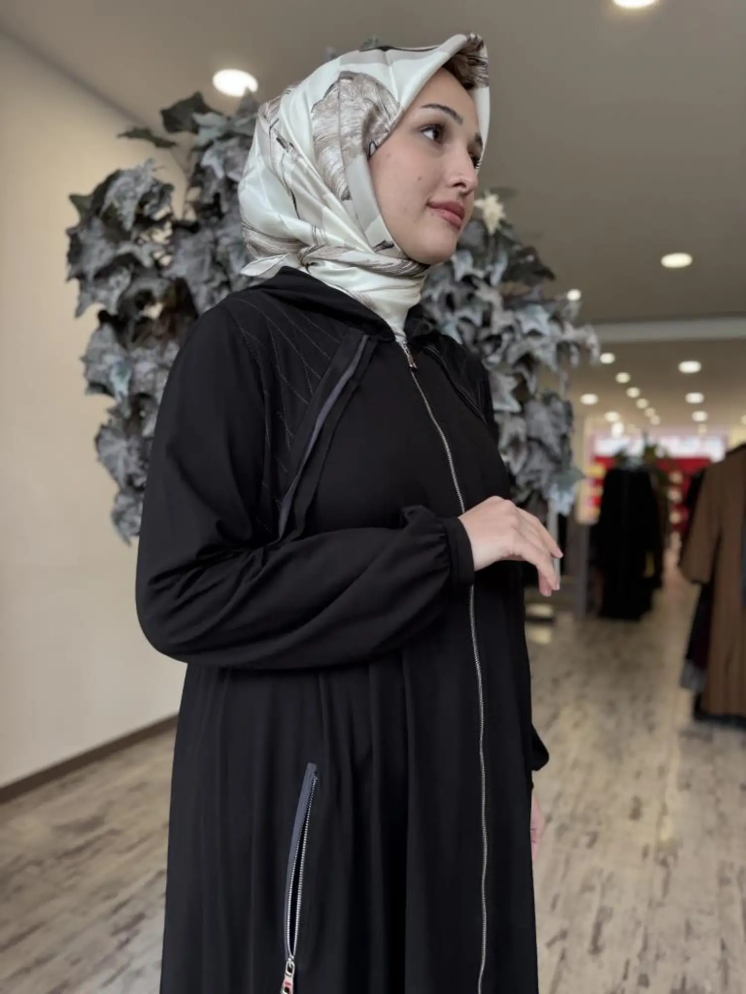 Misswhence Kapüşonlu Fermuarlı Penye Pardesü 37525