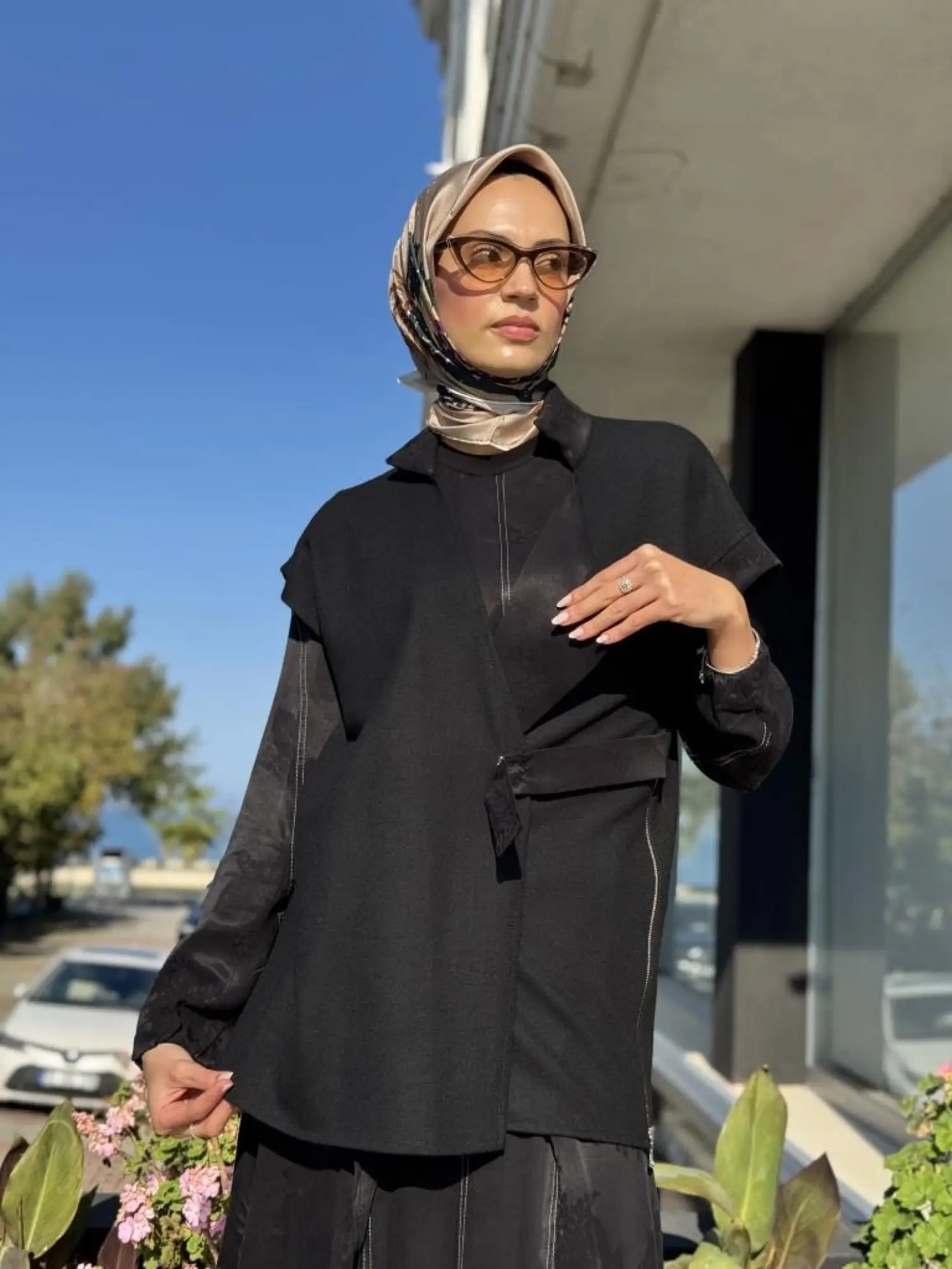 Misswhence Keçe Yelekli Cupra İpek Elbise 36819