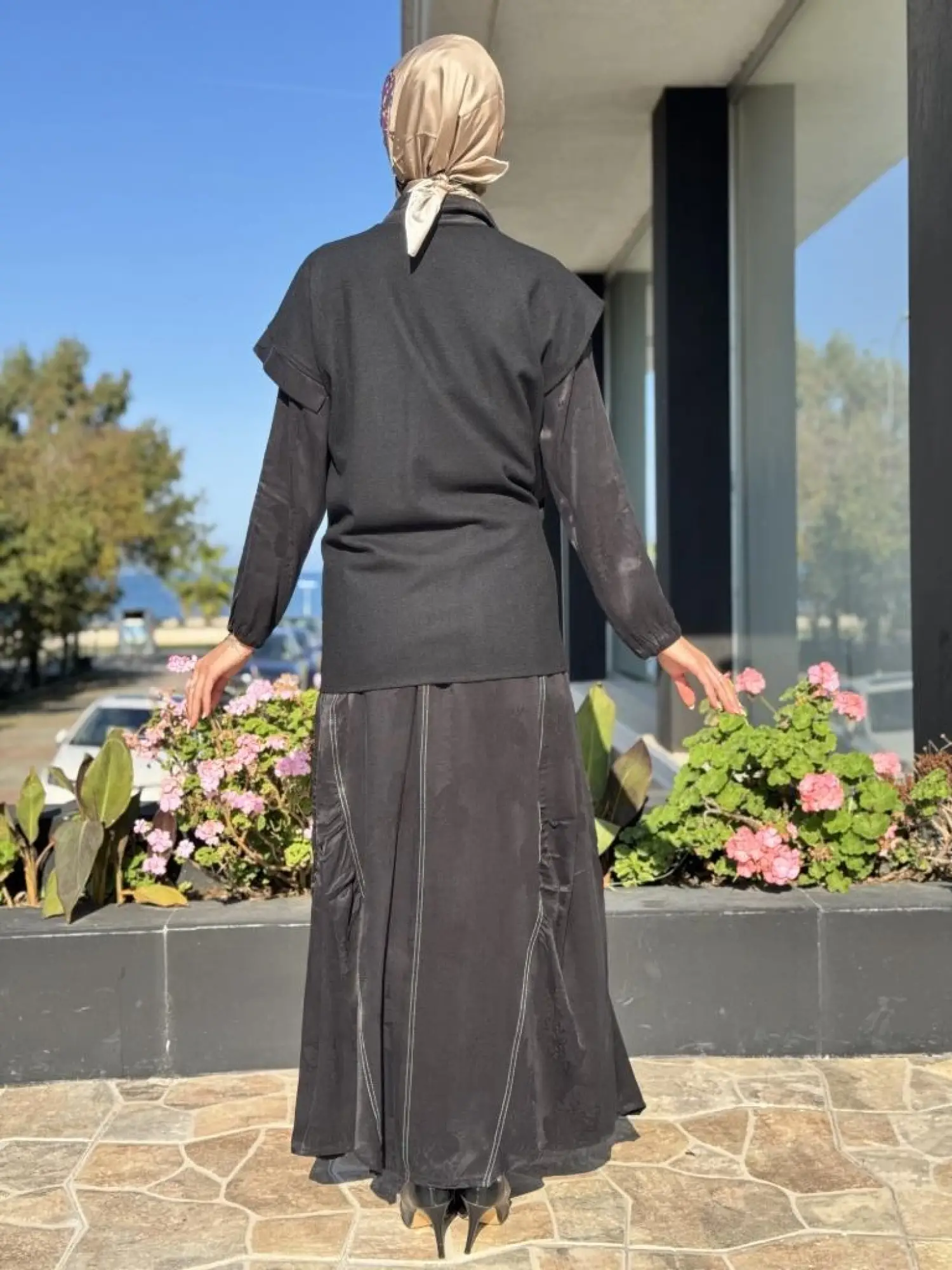 Misswhence Keçe Yelekli Cupra İpek Elbise 36819