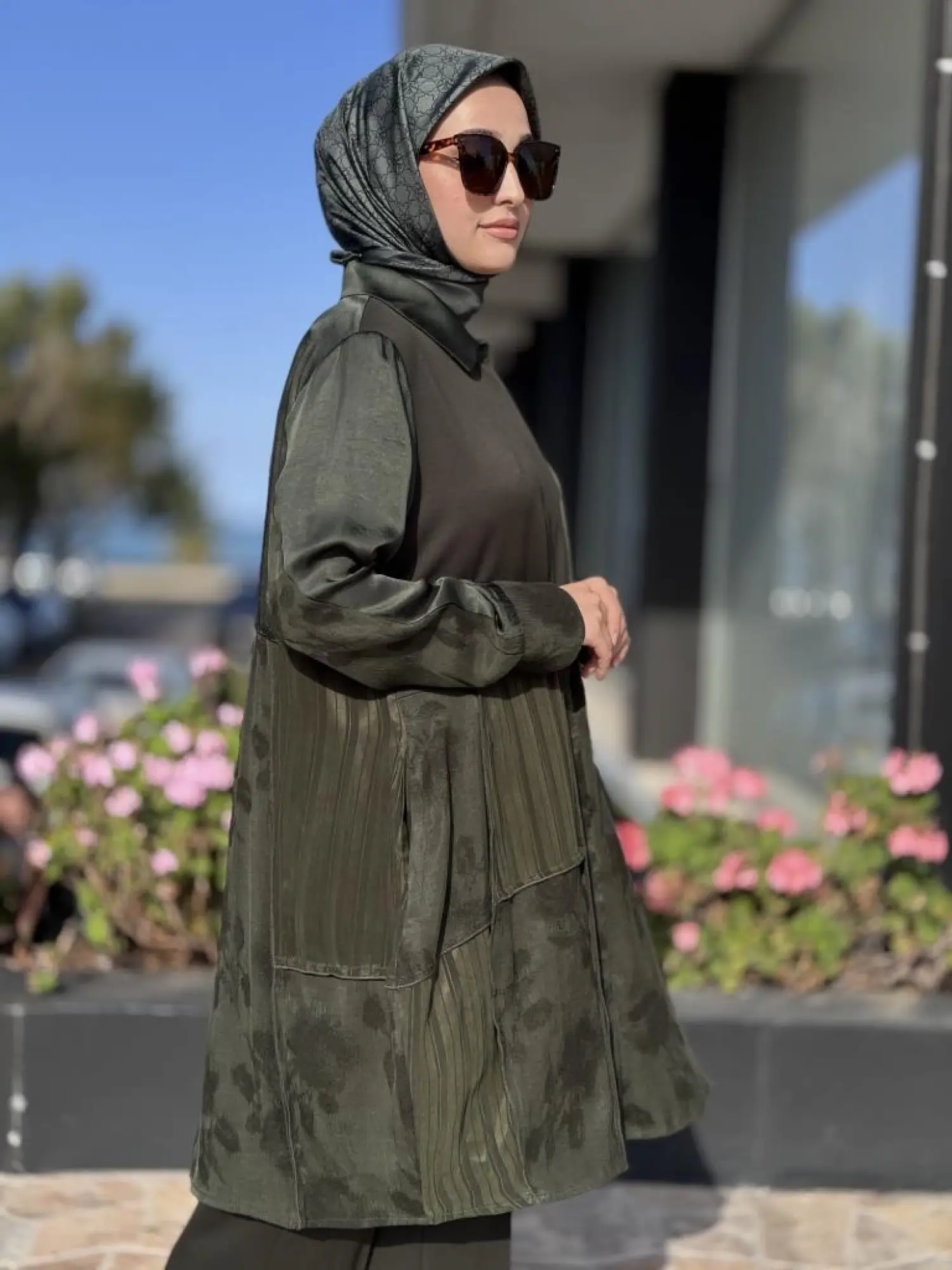 Misswhence Kendinden Desenli Viscon Parça Detaylı İpek Gömlek 38303