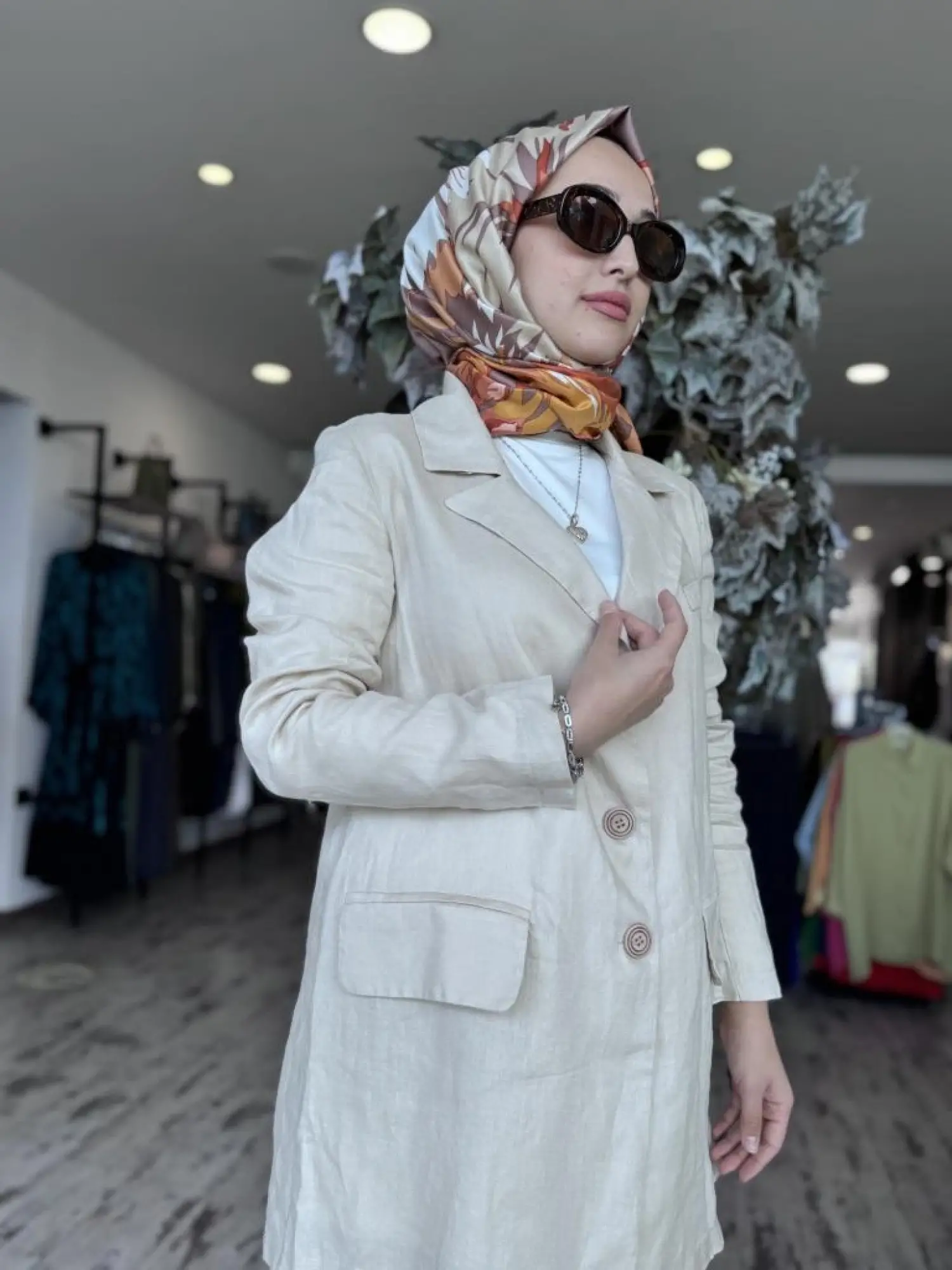 Misswhence Keten Kruvaze Ceket Pantolon Takım 37207