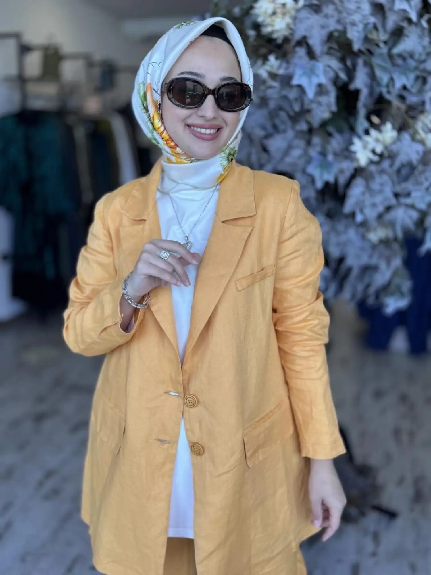 Misswhence Keten Kruvaze Ceket Pantolon Takım 37207