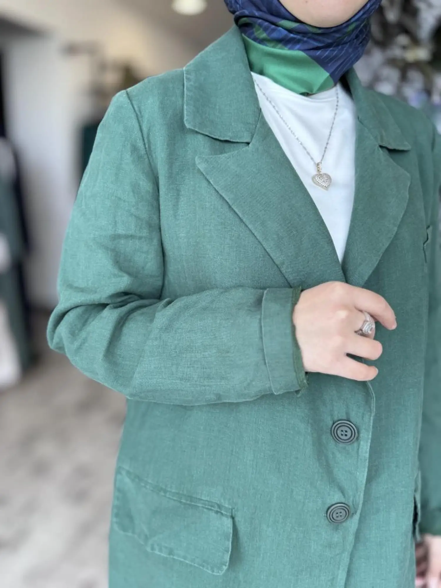 Misswhence Keten Kruvaze Ceket Pantolon Takım 37207