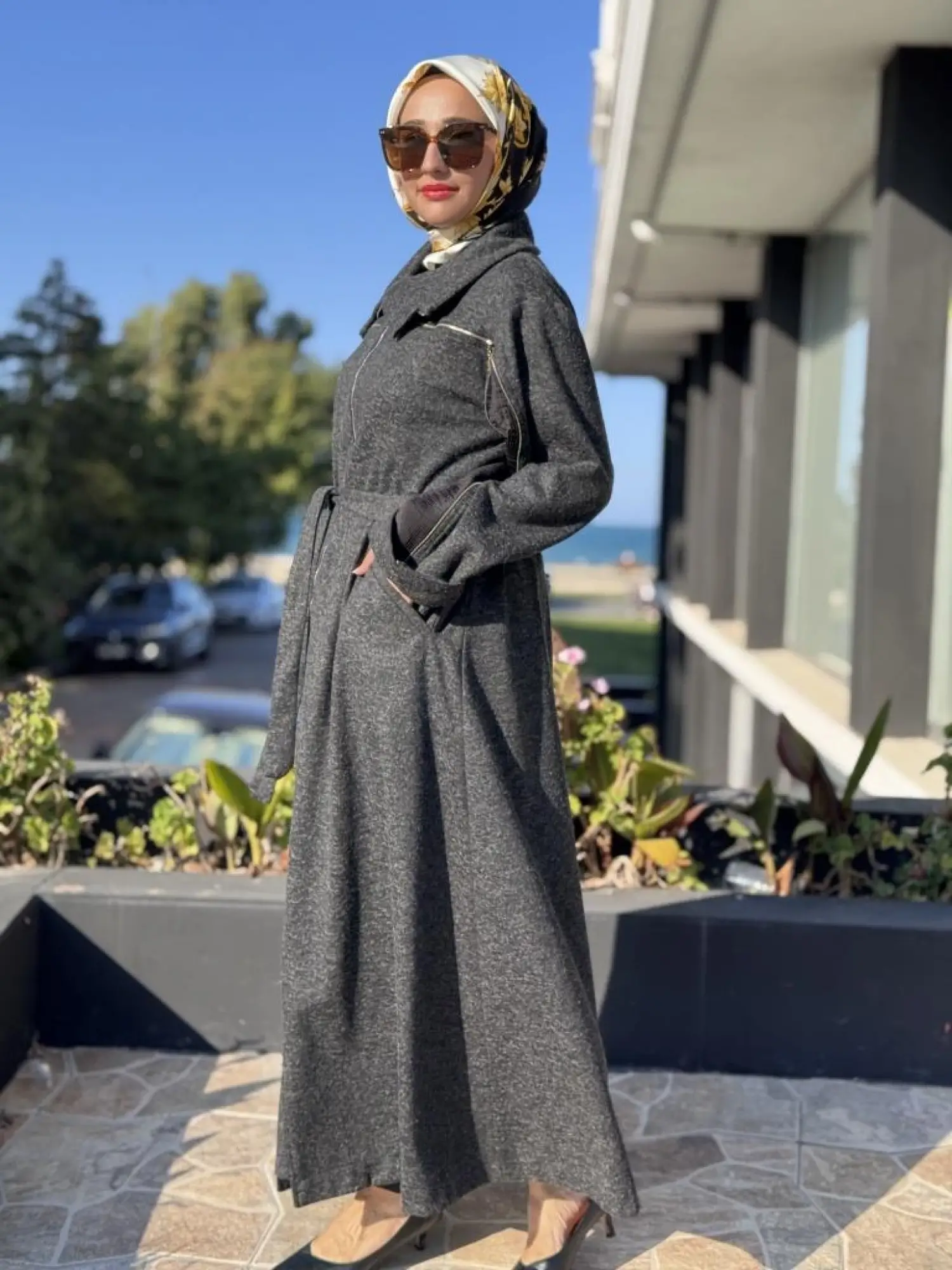 Misswhence Kol/Gögüs Drape ve Fermuar Detaylı Pardesü 38505