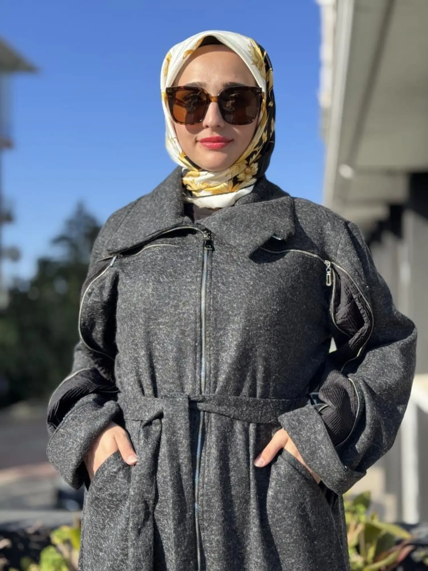 Misswhence Kol/Gögüs Drape ve Fermuar Detaylı Pardesü 38505