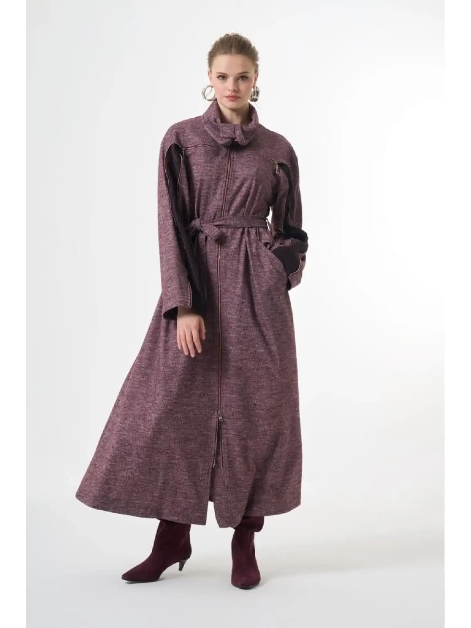 Misswhence Kol/Gögüs Drape ve Fermuar Detaylı Pardesü 38505