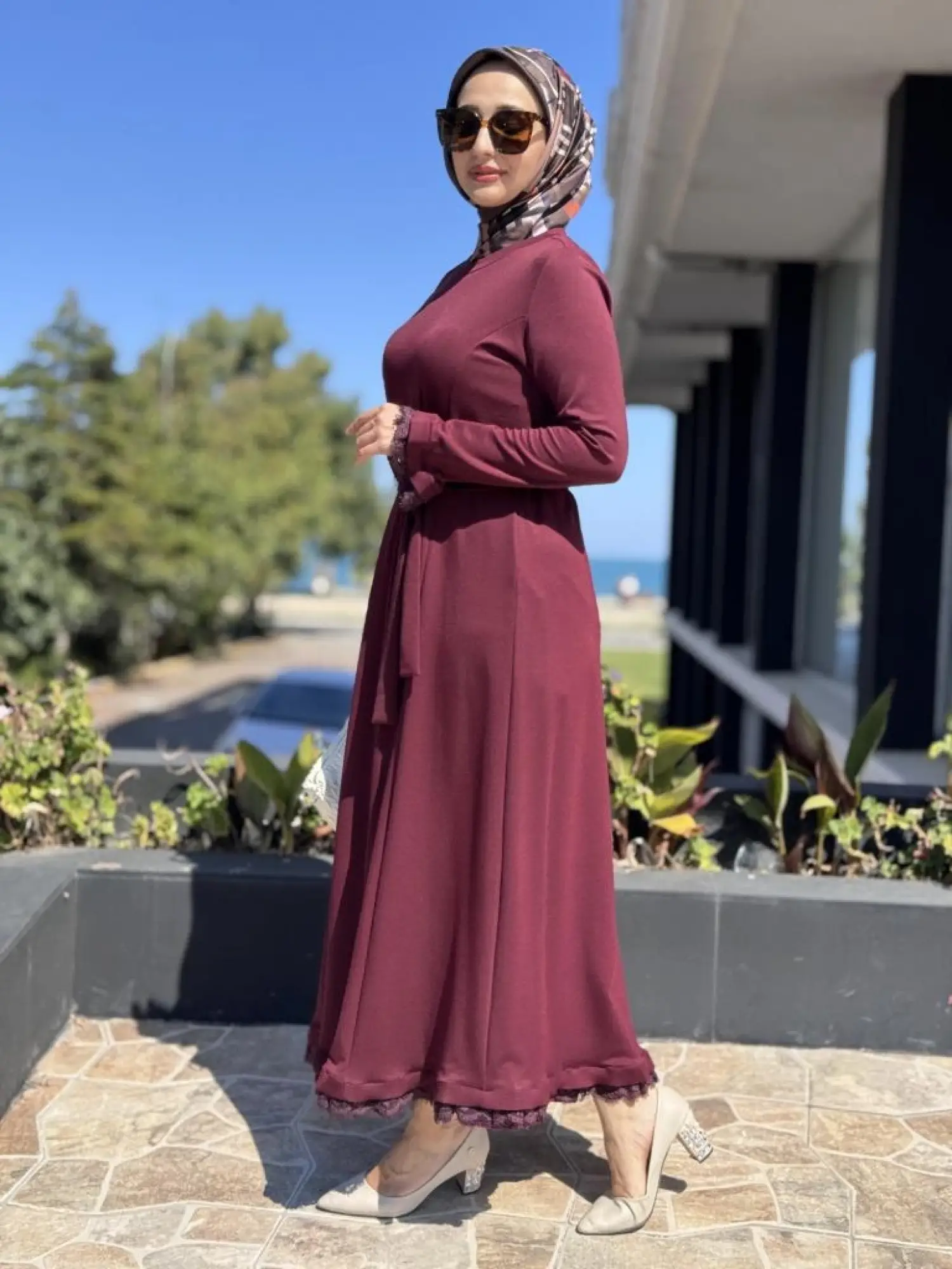 Misswhence Kol ve Etek Ucu Dantelli Elbise 38823