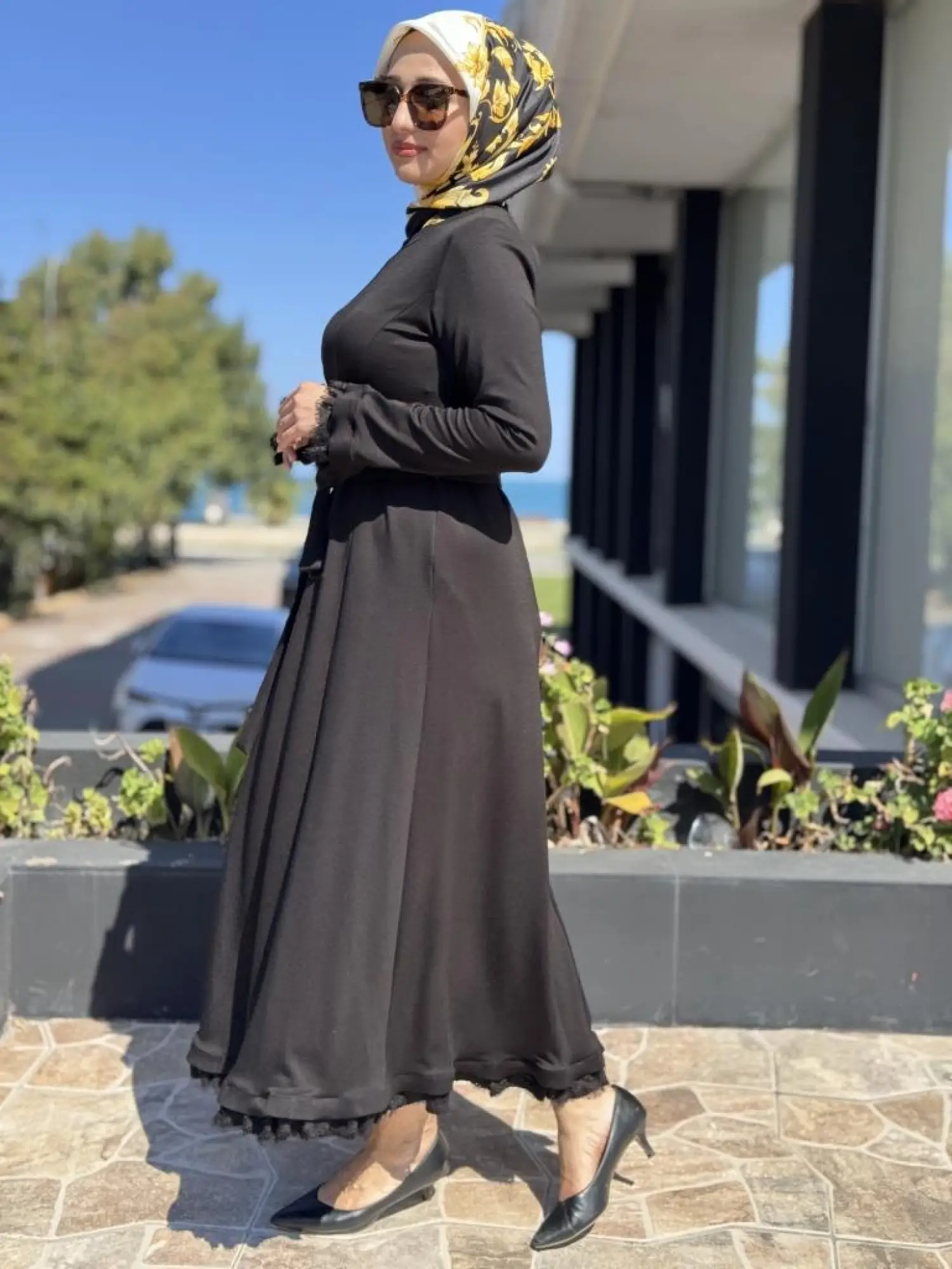 Misswhence Kol ve Etek Ucu Dantelli Elbise 38823