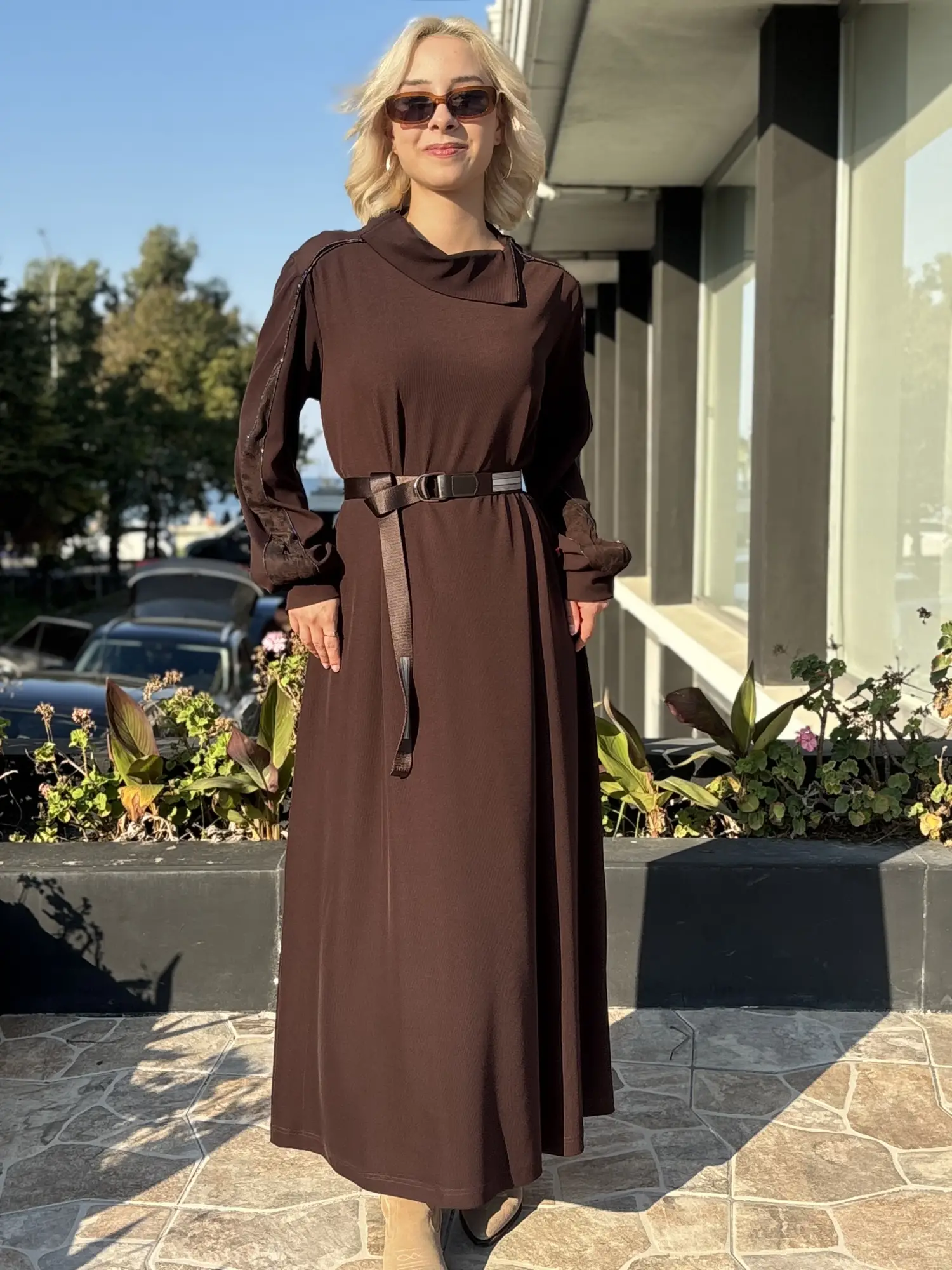 Misswhence Kolu Taş ve Kumaş Detaylı Örme Elbise 40821