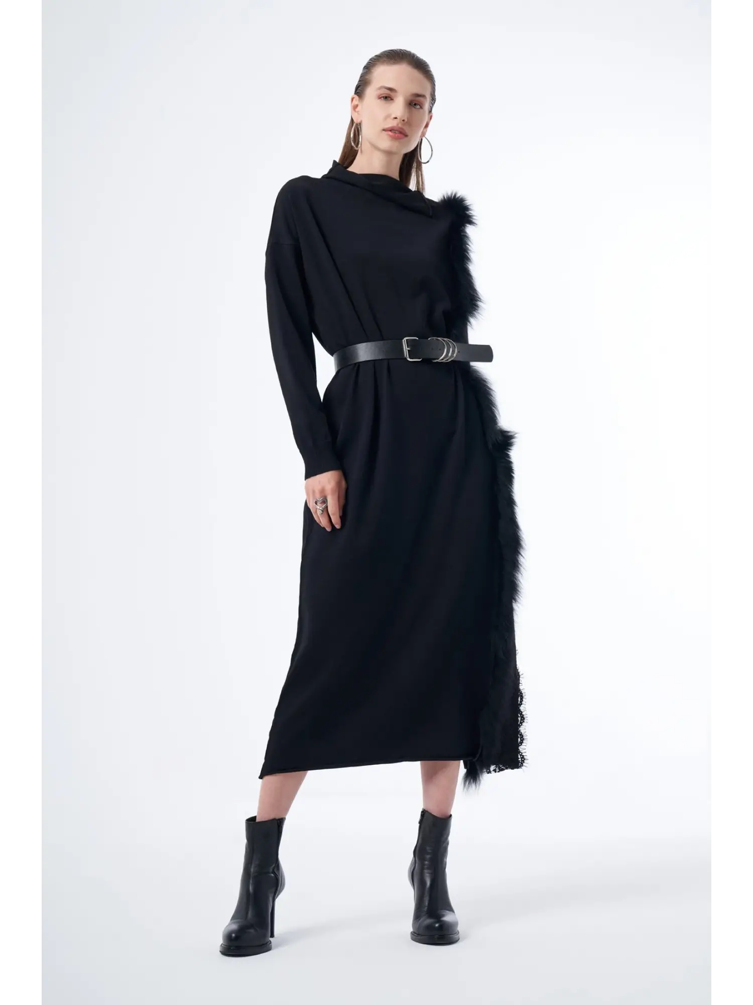 Misswhence Kürk Detaylı Triko Elbise 36805