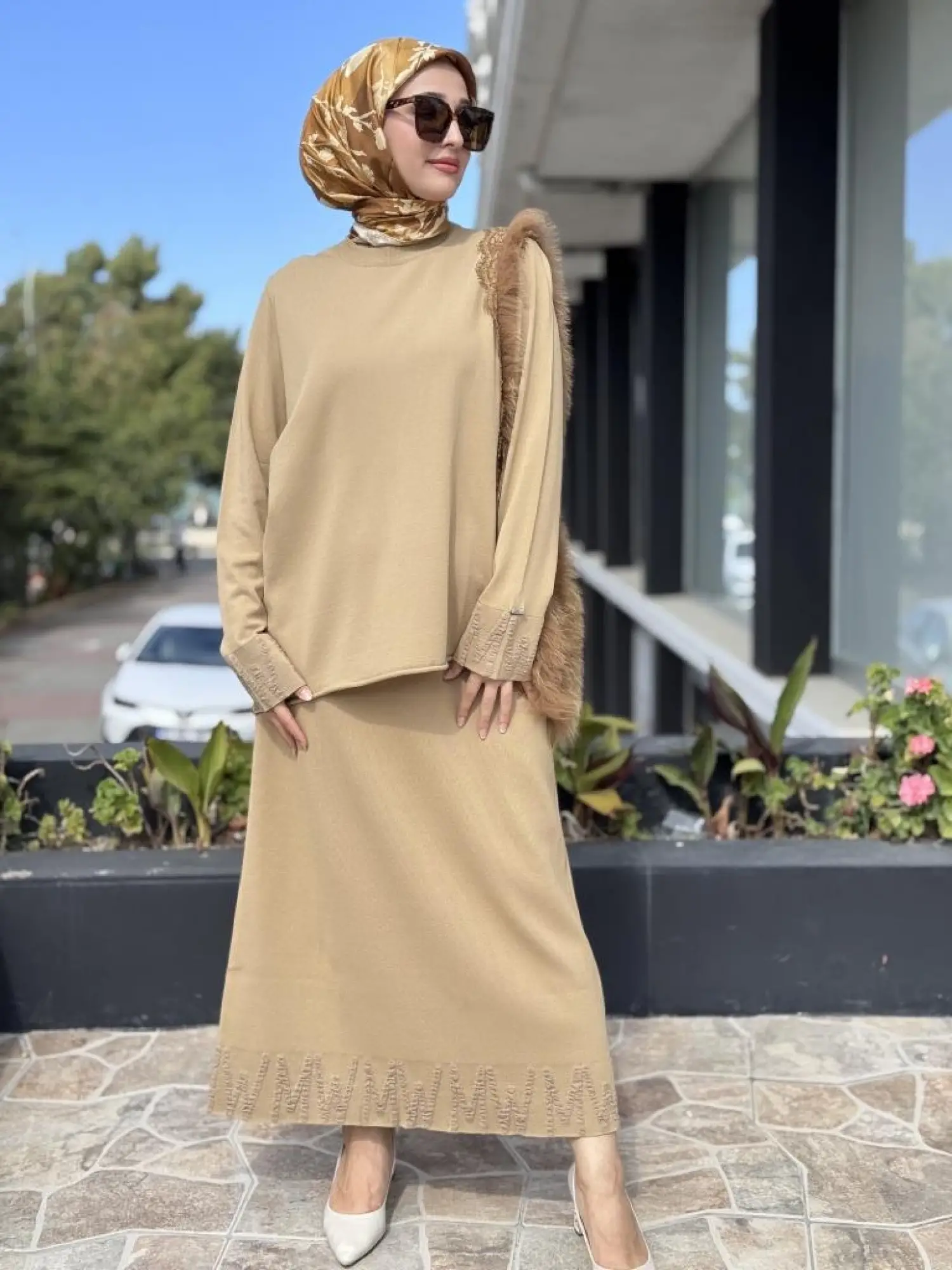 Misswhence Kürk ve Dantel Detaylı Triko Tunik MİSS268