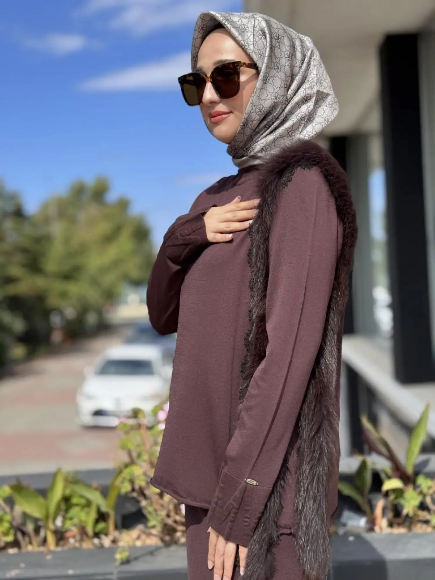 Misswhence Kürk ve Dantel Detaylı Triko Tunik MİSS268