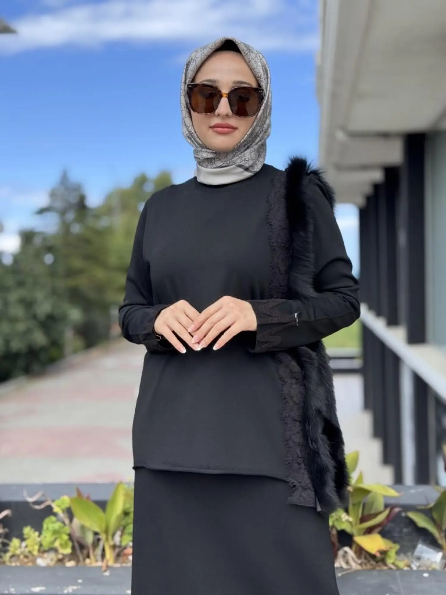Misswhence Kürk ve Dantel Detaylı Triko Tunik MİSS268