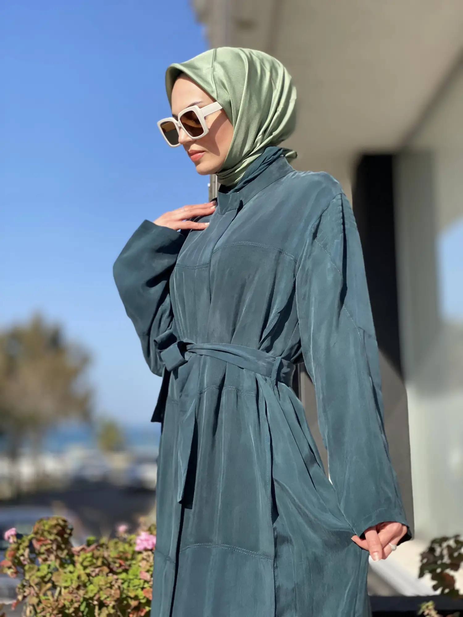 Misswhence Kuşaklı Cupra İpek Pardesü 35501