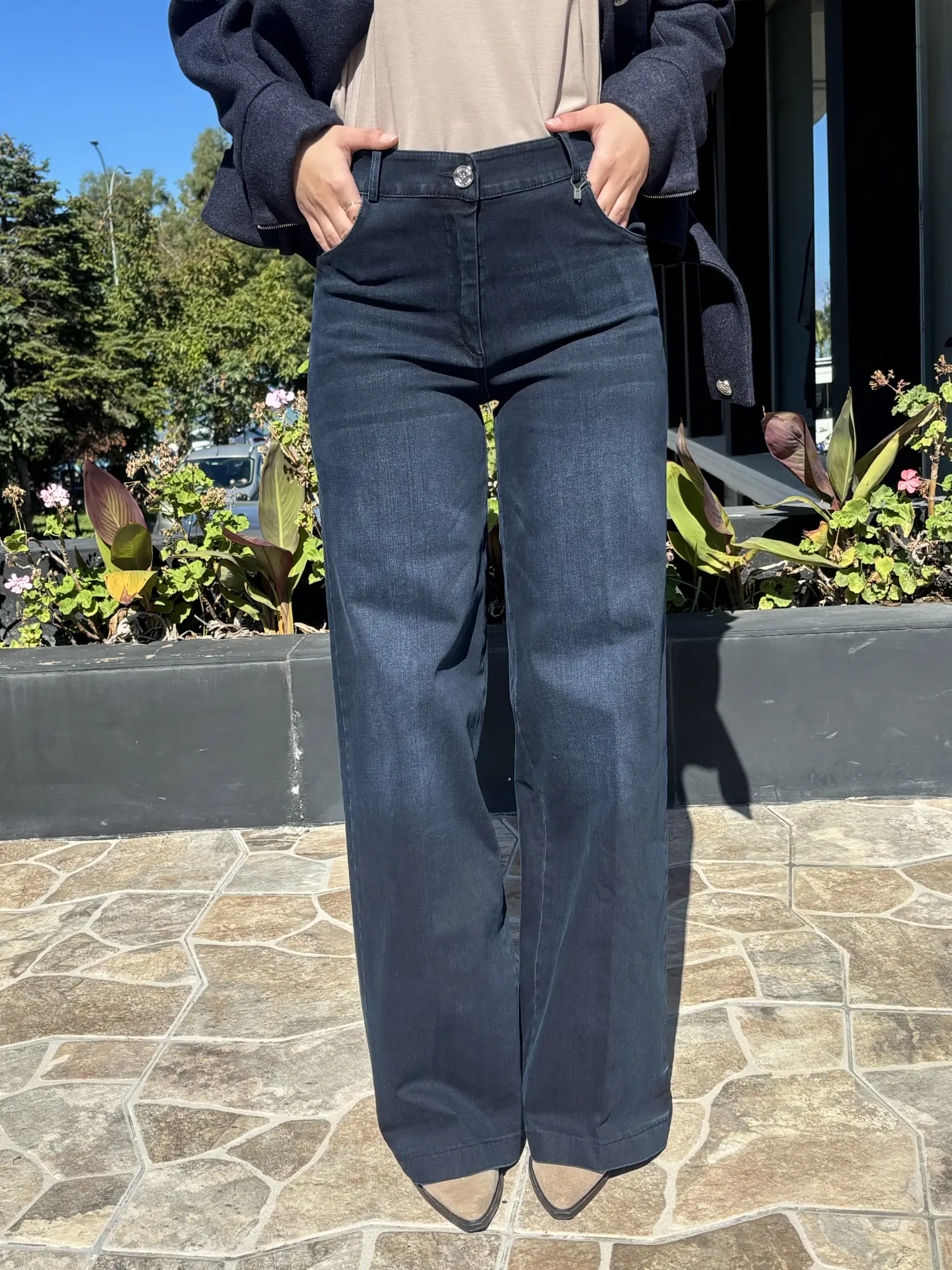 Misswhence Likralı Geniş Paça Kot Pantolon 40105
